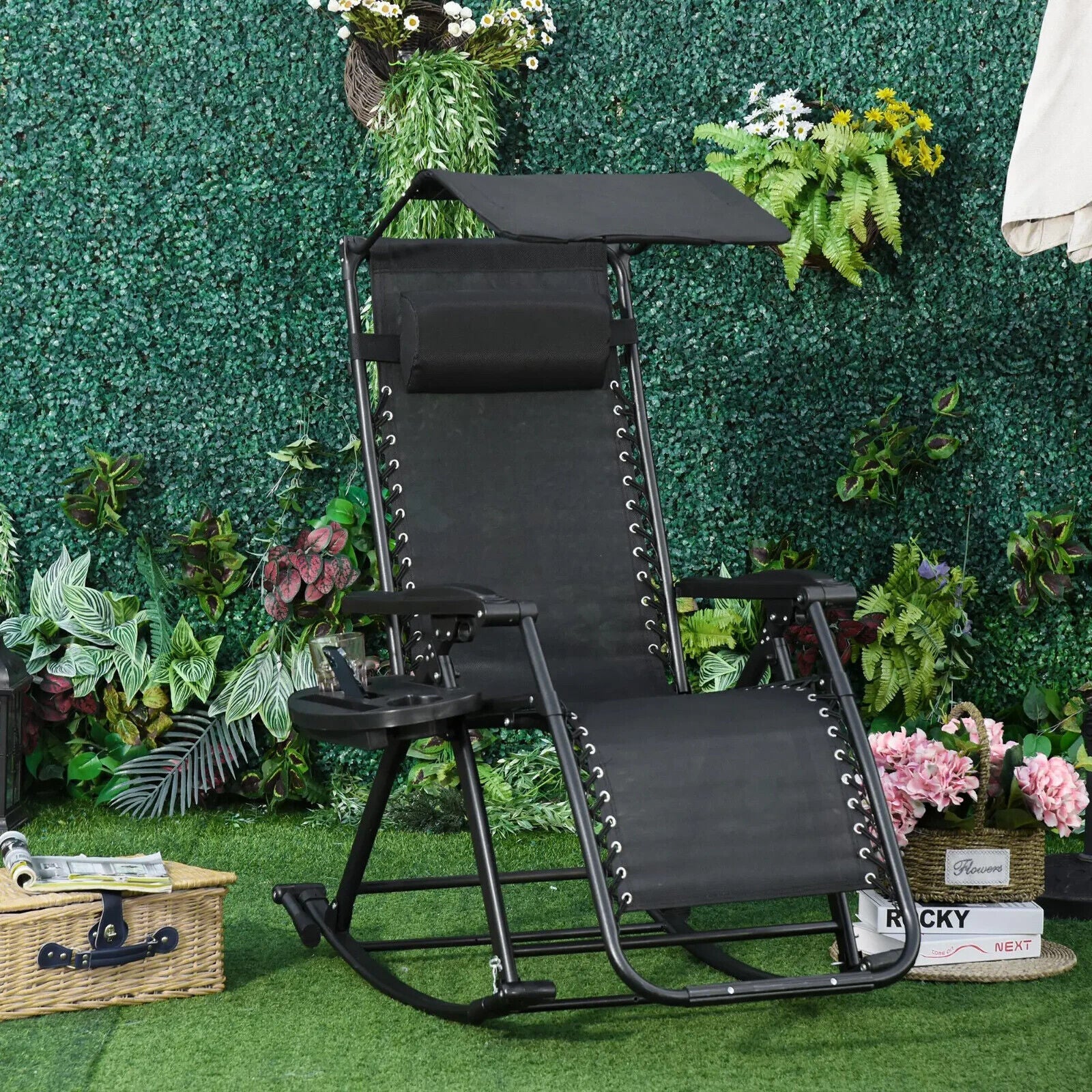 Folding Recliner Chair Outdoor Lounge Zero Gravity Seat With Adjustable Backrest - Home and Garden Furniture Shop - #rustic - furniture#
