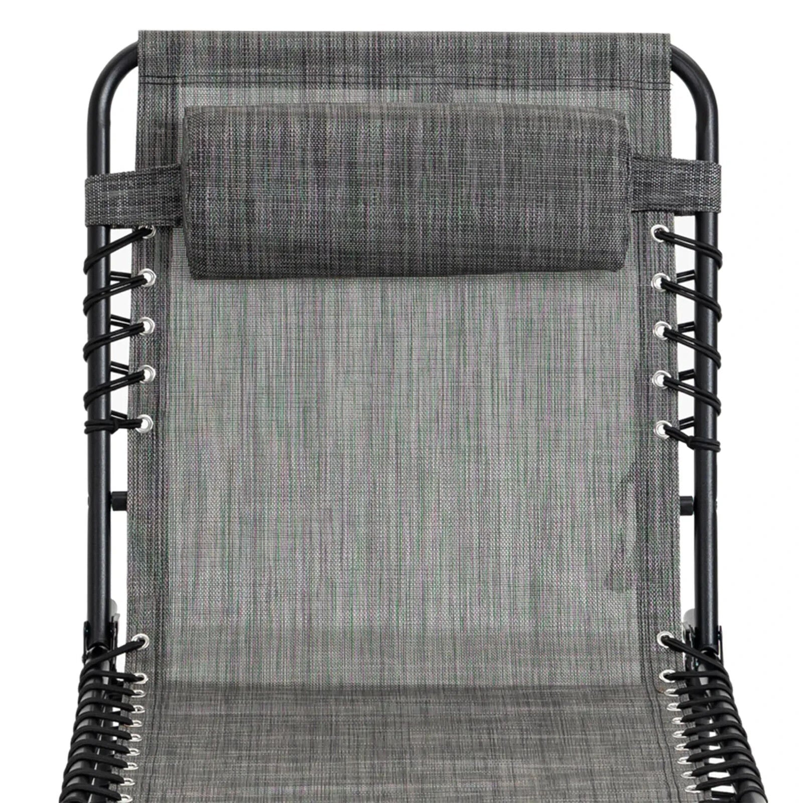 Folding Reclining Camping Bed Lounger with 5 Position Adjustable Backrest Grey - Home and Garden Furniture Shop - #rustic - furniture#