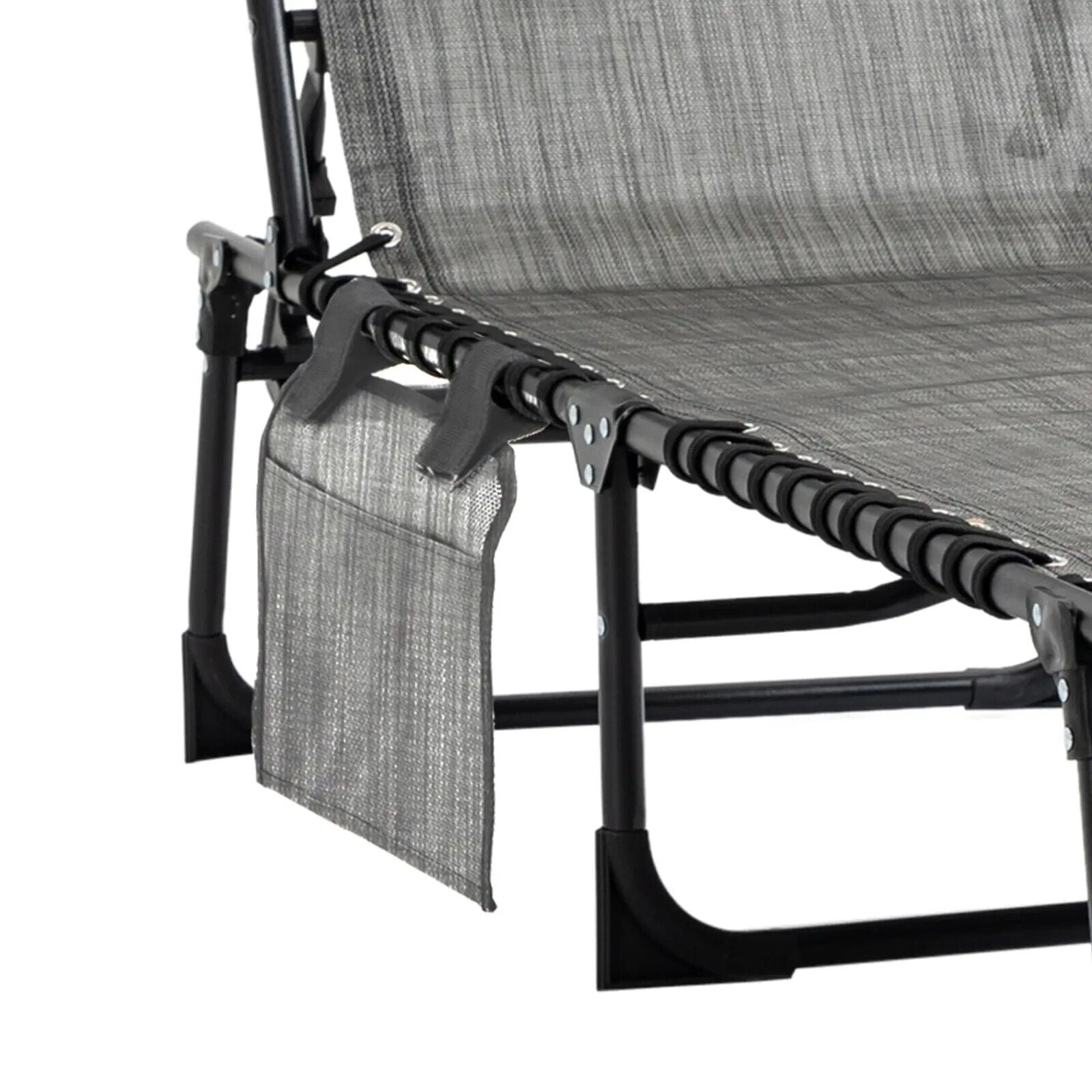 Folding Reclining Camping Bed Lounger with 5 Position Adjustable Backrest Grey - Home and Garden Furniture Shop - #rustic - furniture#