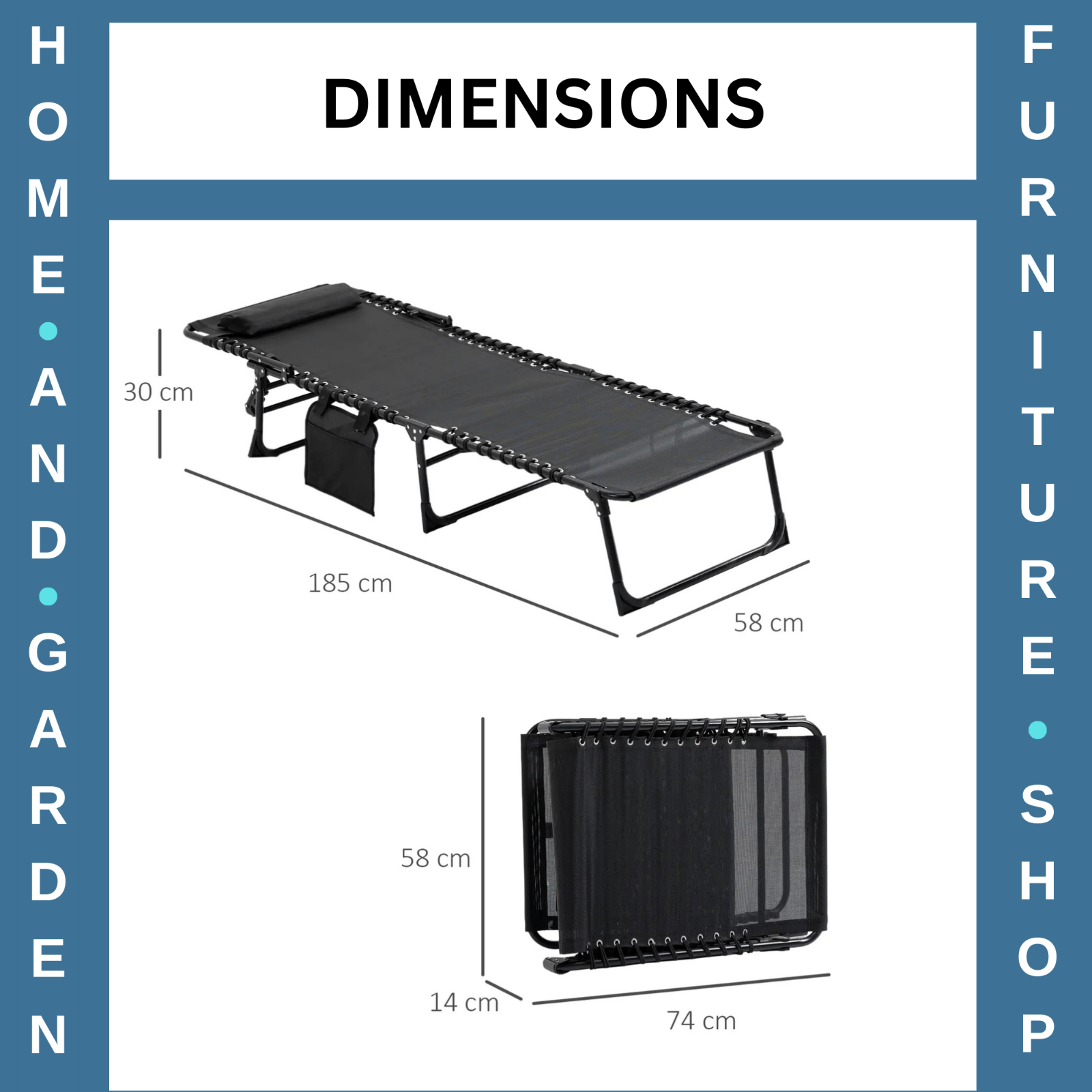 Folding Reclining Camping Lounger Bed with 5 Position Adjustable Backrest Black - Home and Garden Furniture Shop - #rustic - furniture#