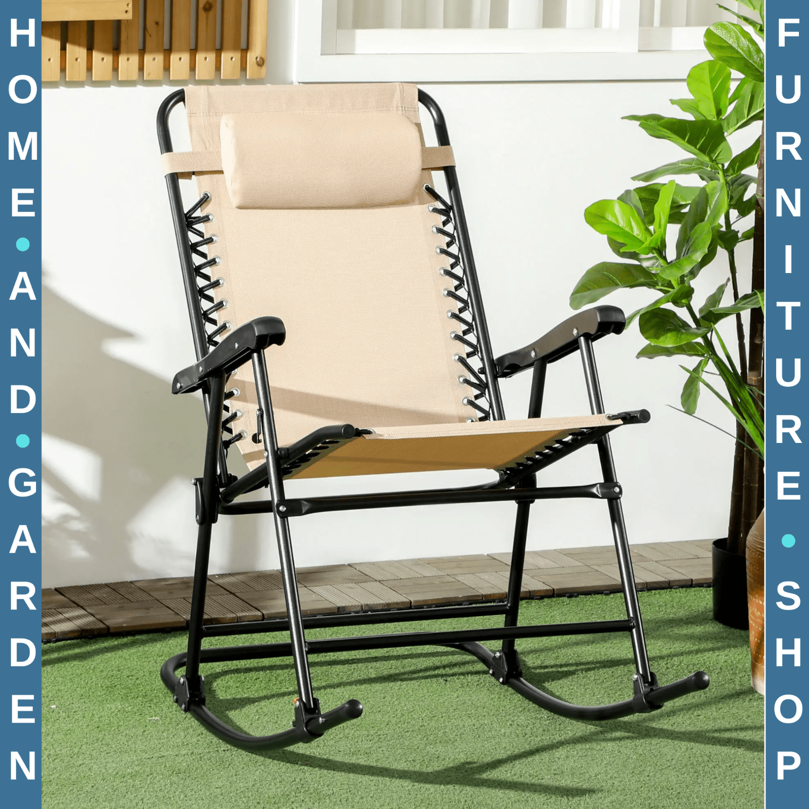 Folding Rocking Chair Outdoor Portable Zero Gravity Recliner w/ Headrest Garden - Home and Garden Furniture Shop - rustic - furniture