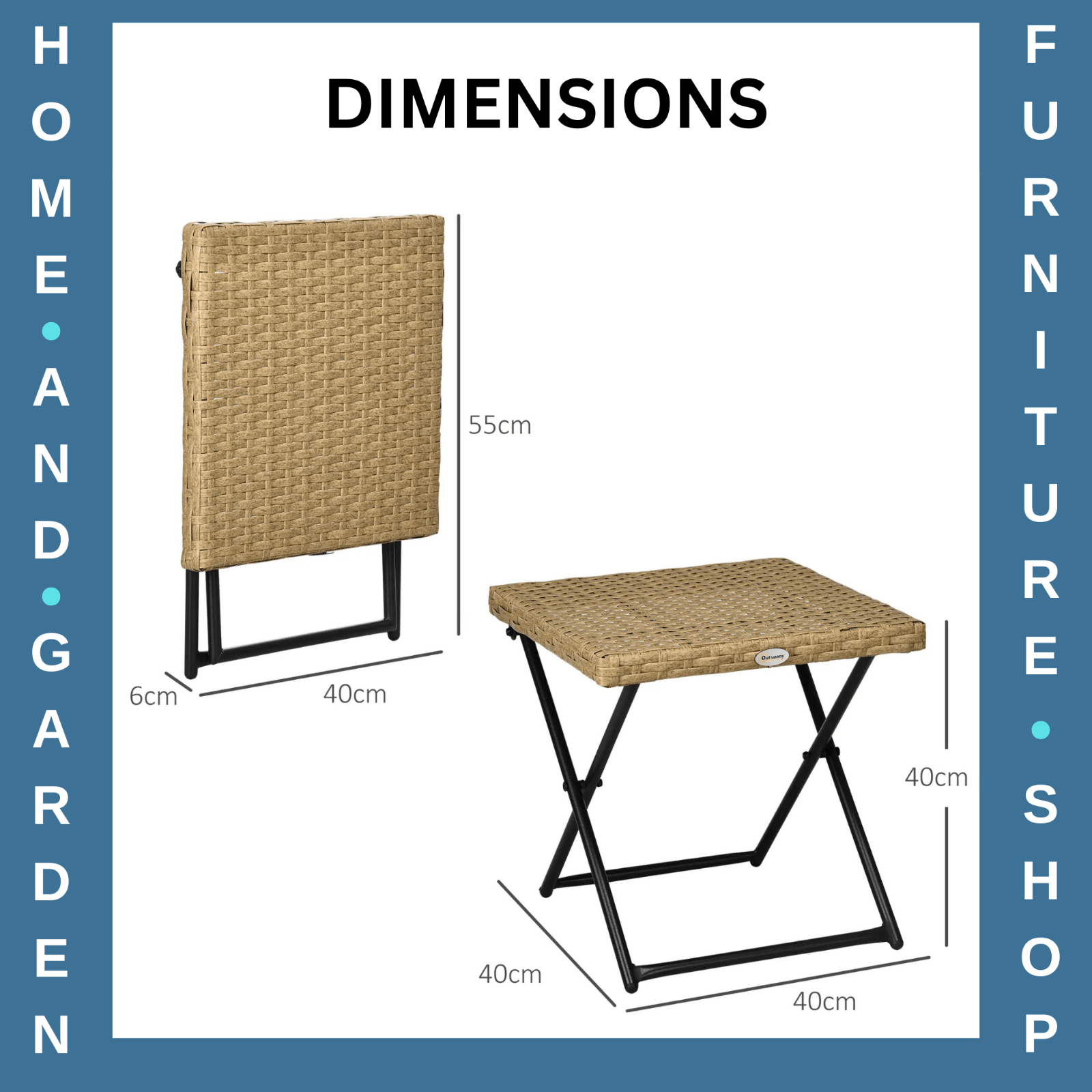Folding Square Rattan Coffee Table - Steel Frame Outdoor Garden Bistro Table - Home and Garden Furniture Shop - #rustic - furniture#