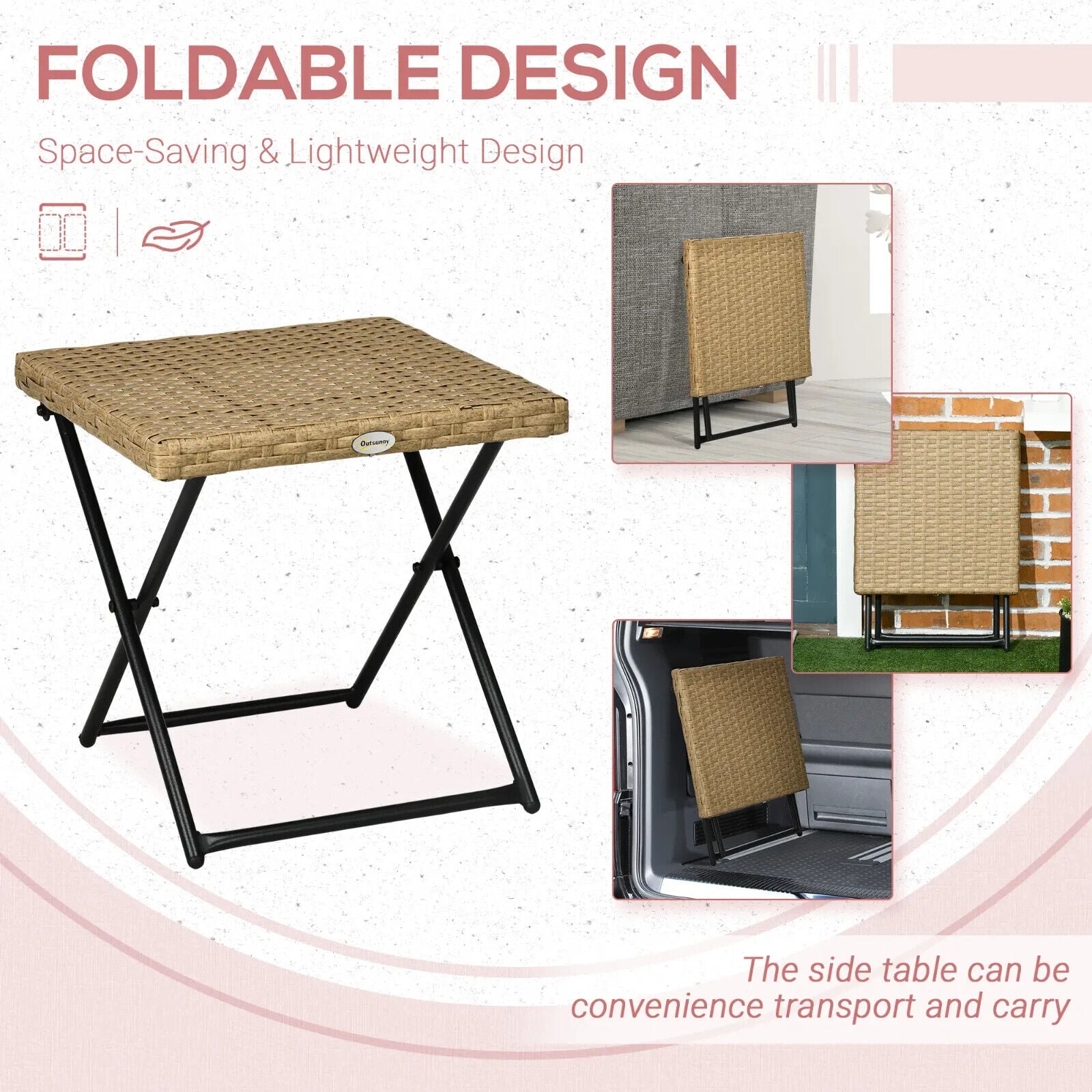 Folding Square Rattan Coffee Table - Steel Frame Outdoor Garden Bistro Table - Home and Garden Furniture Shop - #rustic - furniture#