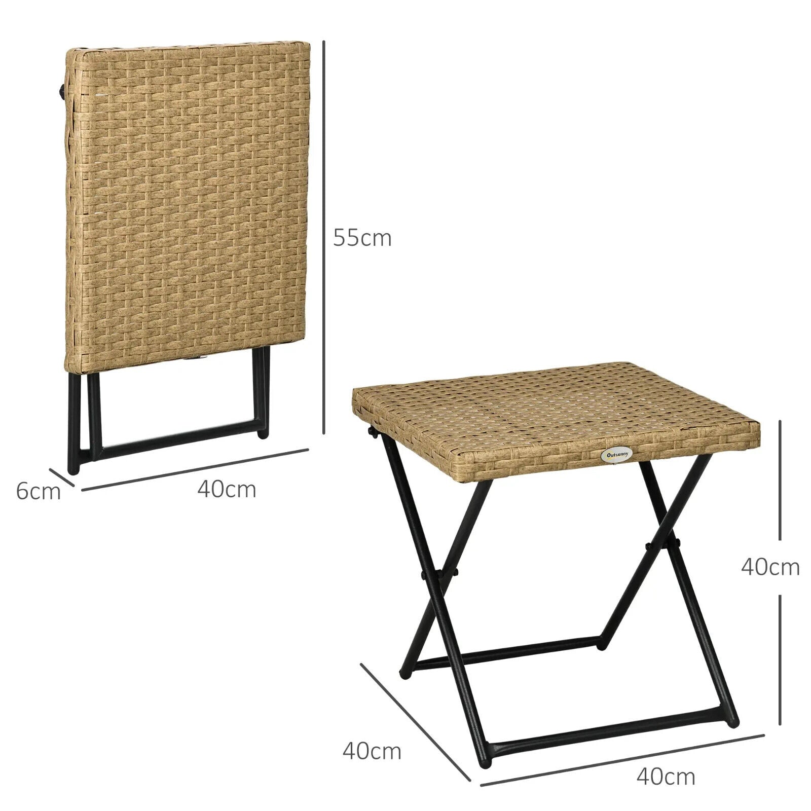 Folding Square Rattan Coffee Table - Steel Frame Outdoor Garden Bistro Table - Home and Garden Furniture Shop - #rustic - furniture#