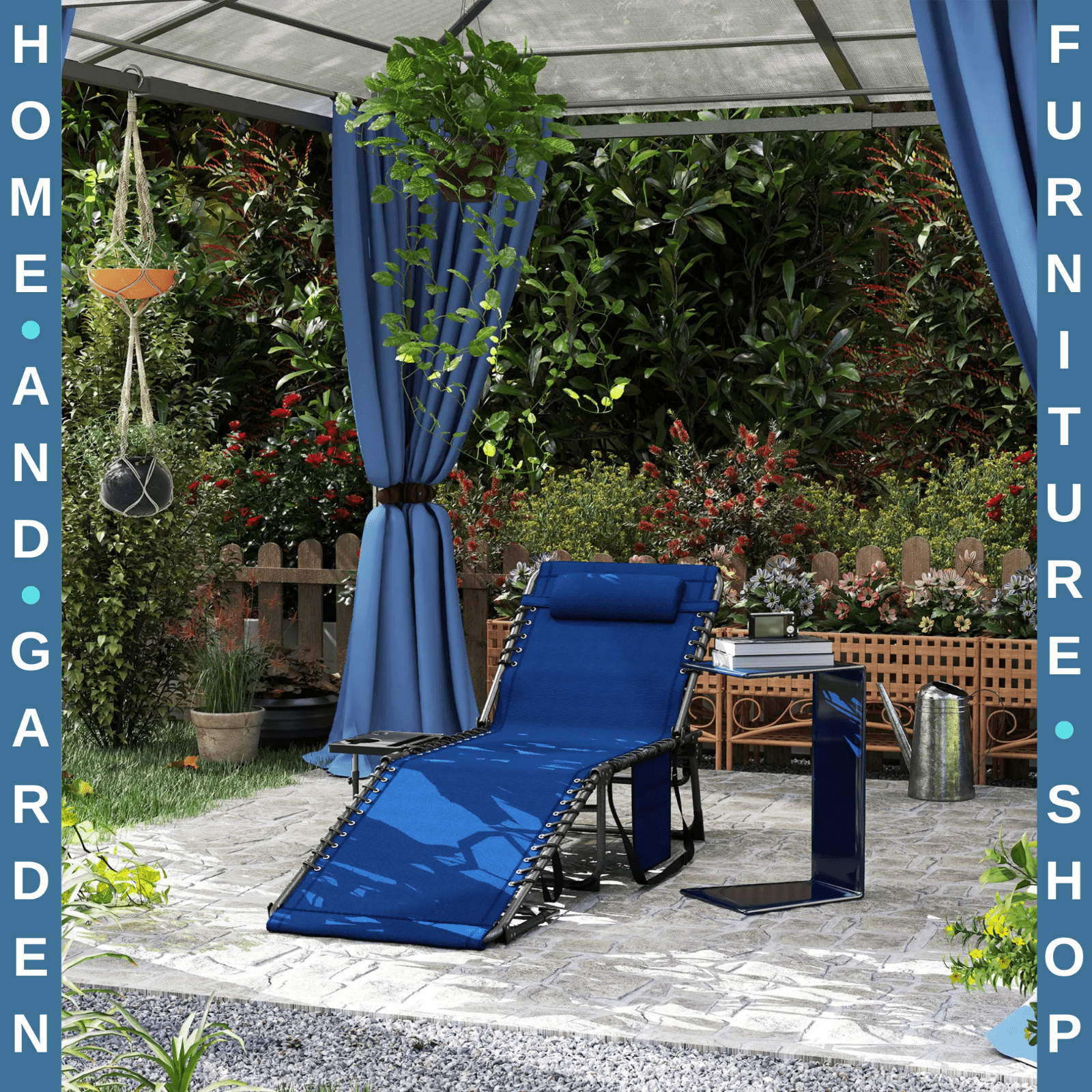 Folding Sun Lounger with Side Table Adjustable Reclining Garden Chair Portable - Home and Garden Furniture Shop - #rustic - furniture#