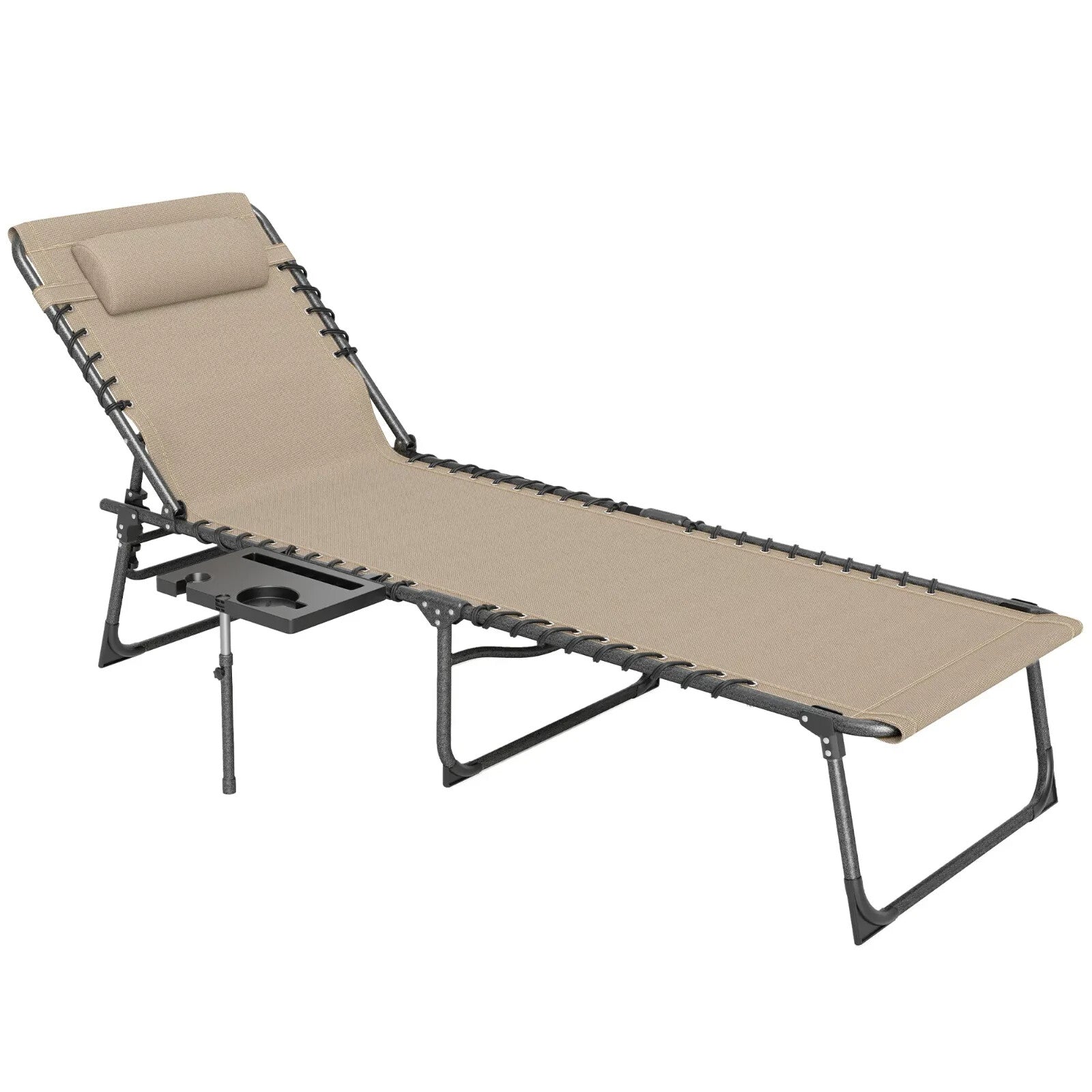 Folding Sun Lounger with Side Table Adjustable Reclining Garden Chair Portable - Home and Garden Furniture Shop - rustic - furniture