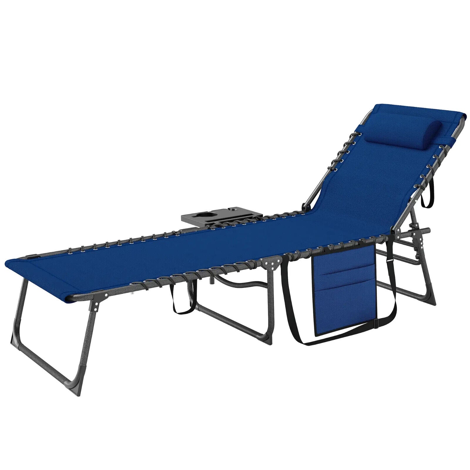 Folding Sun Lounger with Side Table Adjustable Reclining Garden Chair Portable - Home and Garden Furniture Shop - #rustic - furniture#