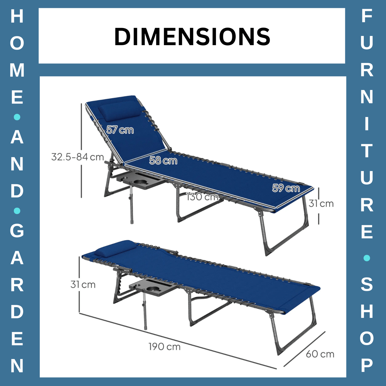 Folding Sun Lounger with Side Table Adjustable Reclining Garden Chair Portable - Home and Garden Furniture Shop - #rustic - furniture#