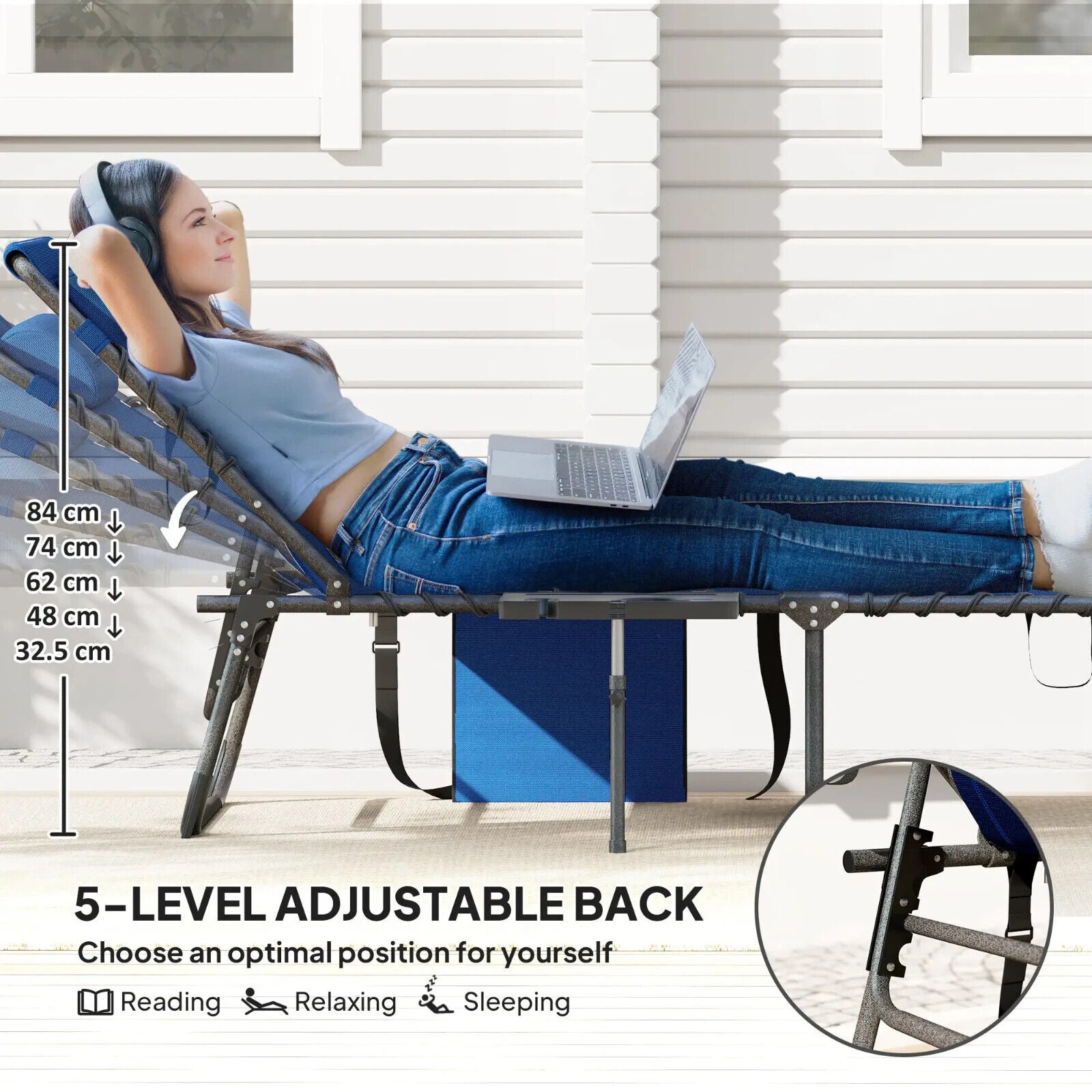Folding Sun Lounger with Side Table Adjustable Reclining Garden Chair Portable - Home and Garden Furniture Shop - #rustic - furniture#