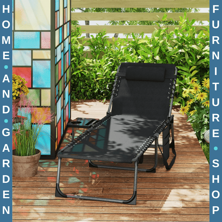 Folding Sun Lounger with Side Table Reclining Garden Chair 5 Position Adjustable - Home and Garden Furniture Shop - #rustic - furniture#