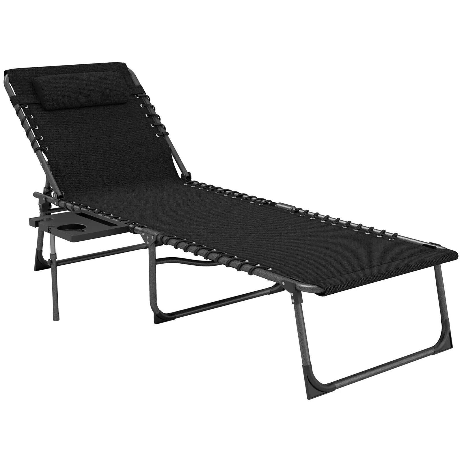 Folding Sun Lounger with Side Table Reclining Garden Chair 5 Position Adjustable - Home and Garden Furniture Shop - #rustic - furniture#