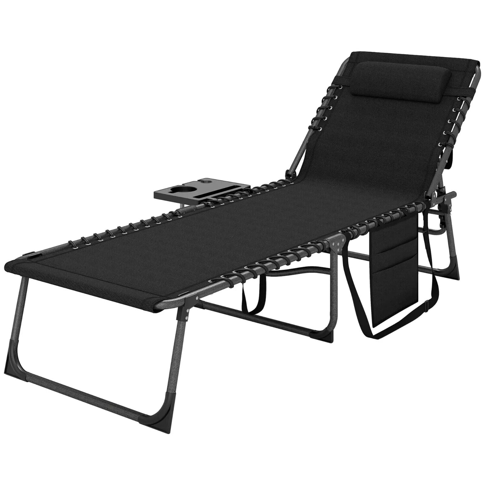 Folding Sun Lounger with Side Table Reclining Garden Chair 5 Position Adjustable - Home and Garden Furniture Shop - #rustic - furniture#