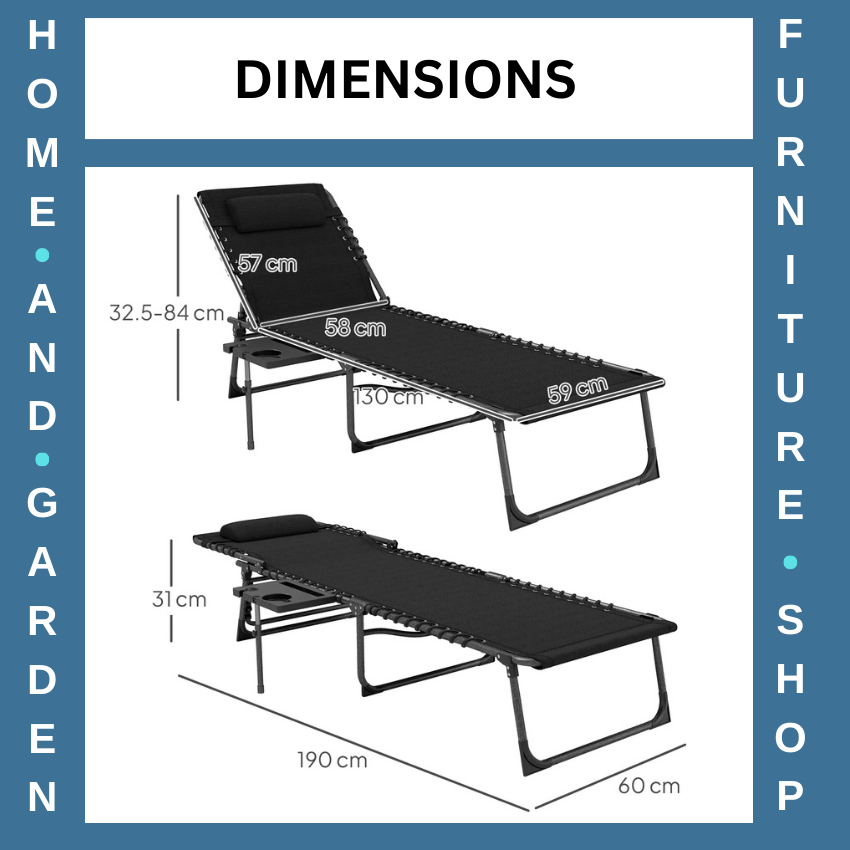 Folding Sun Lounger with Side Table Reclining Garden Chair 5 Position Adjustable - Home and Garden Furniture Shop - #rustic - furniture#