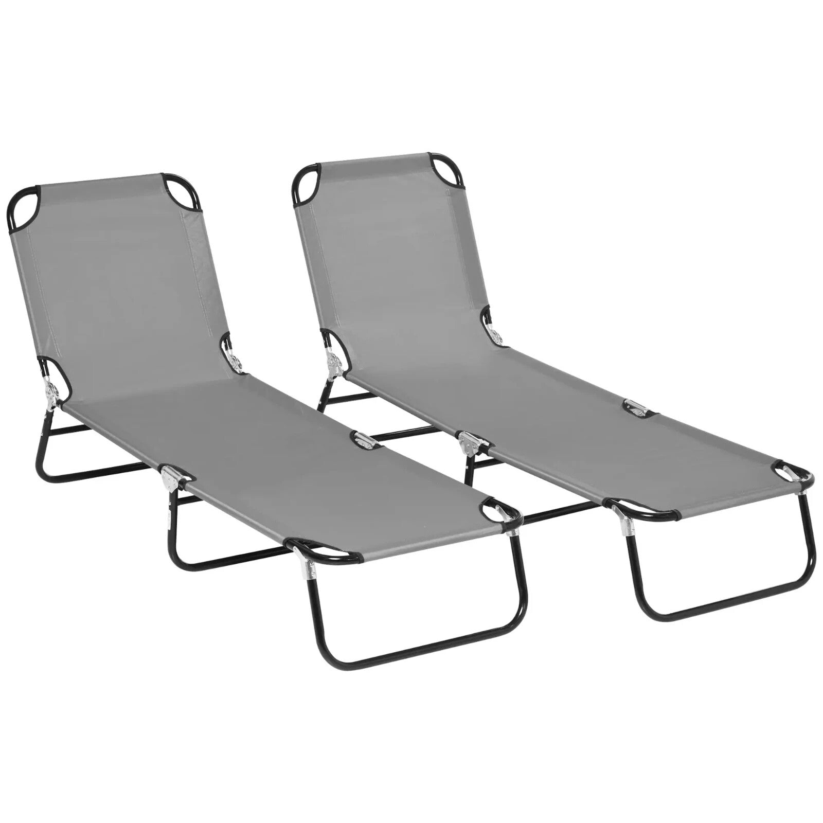 Folding Sun Loungers Set of 2 Outdoor Day Beds with Adjustable Backrest Garden - Home and Garden Furniture Shop - rustic - furniture