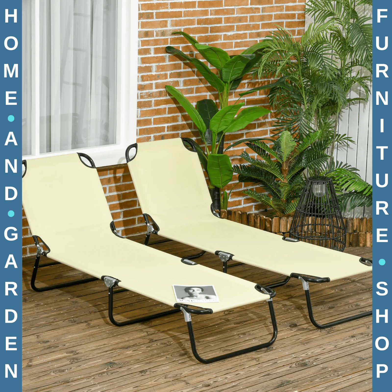 Folding Sun Loungers Set of 2 Outdoor Recliner Day Beds with Adjustable Backrest - Home and Garden Furniture Shop - #rustic - furniture#
