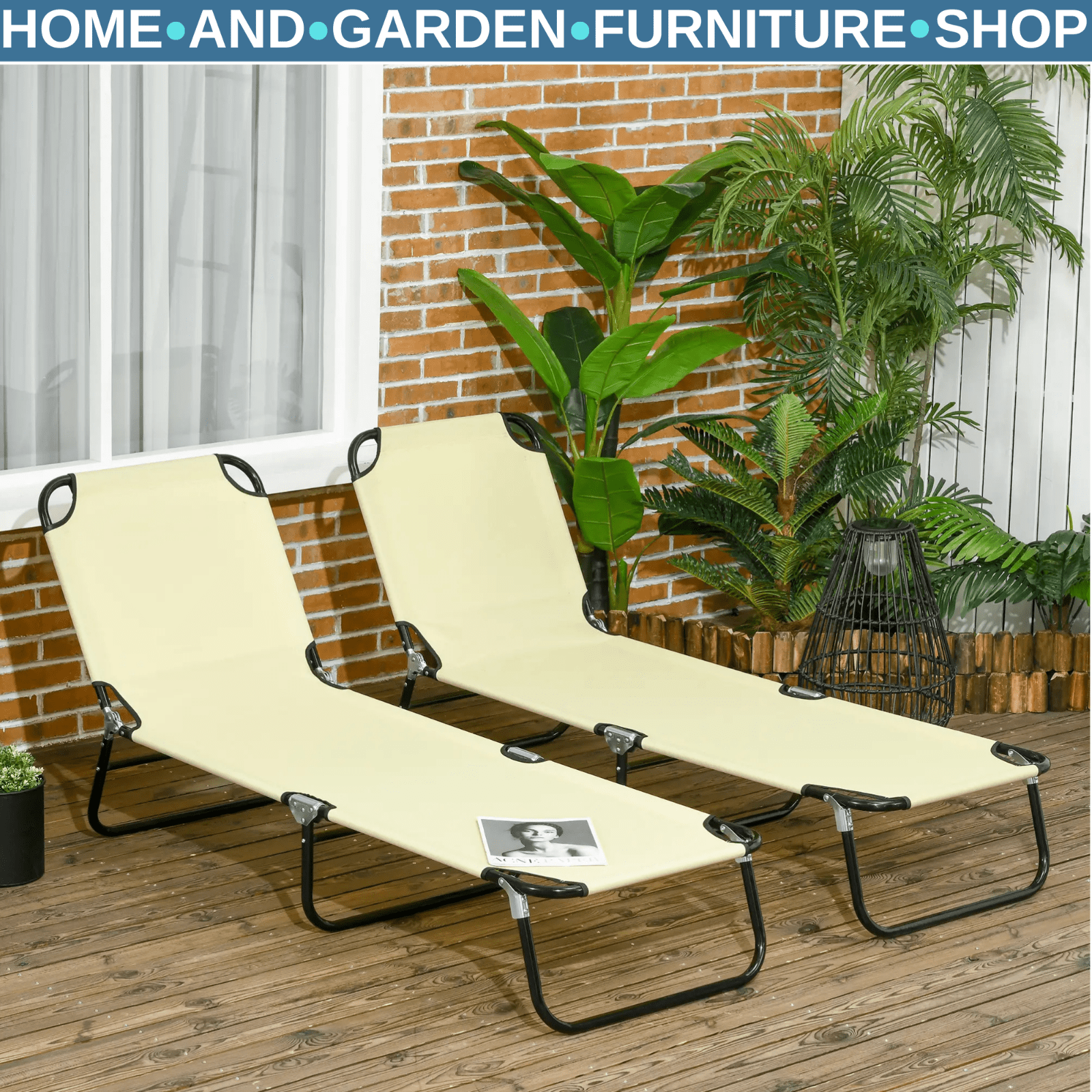 Folding Sun Loungers Set of 2 Outdoor Recliner Day Beds with Adjustable Backrest - Home and Garden Furniture Shop - #rustic - furniture#