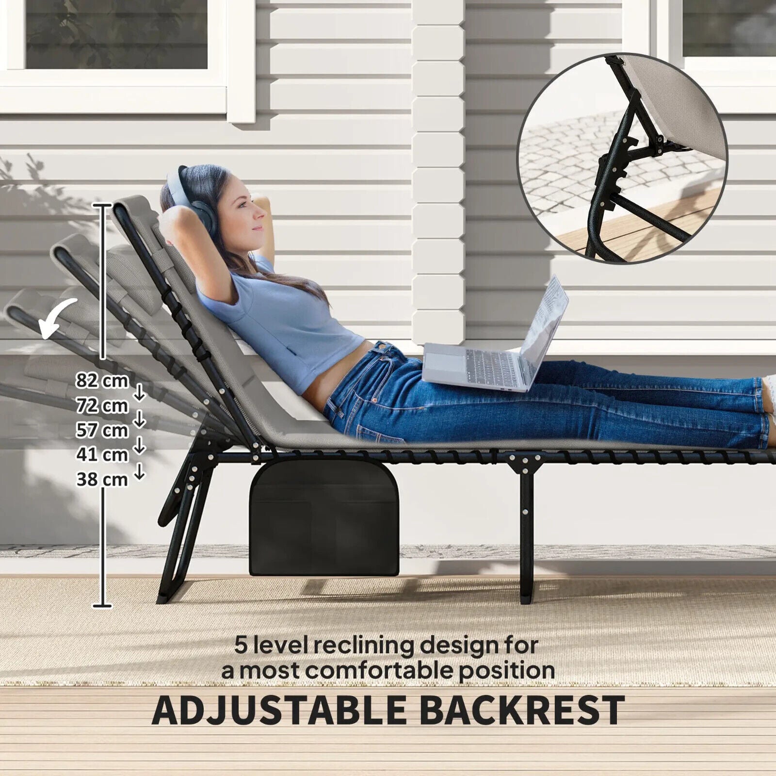 Folding Sun Loungers Set of 2 Padded Garden Outdoor Recliner Chair with Headrest - Home and Garden Furniture Shop - #rustic - furniture#