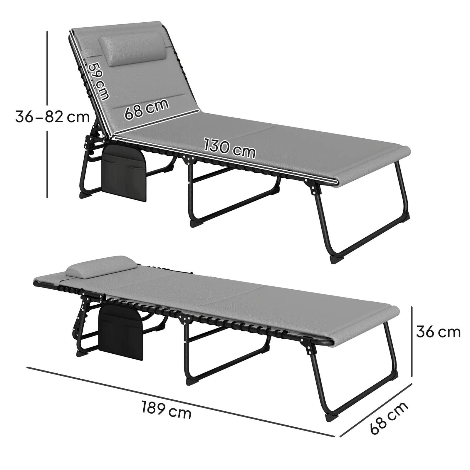 Folding Sun Loungers Set of 2 Padded Garden Outdoor Recliner Chair with Headrest - Home and Garden Furniture Shop - #rustic - furniture#
