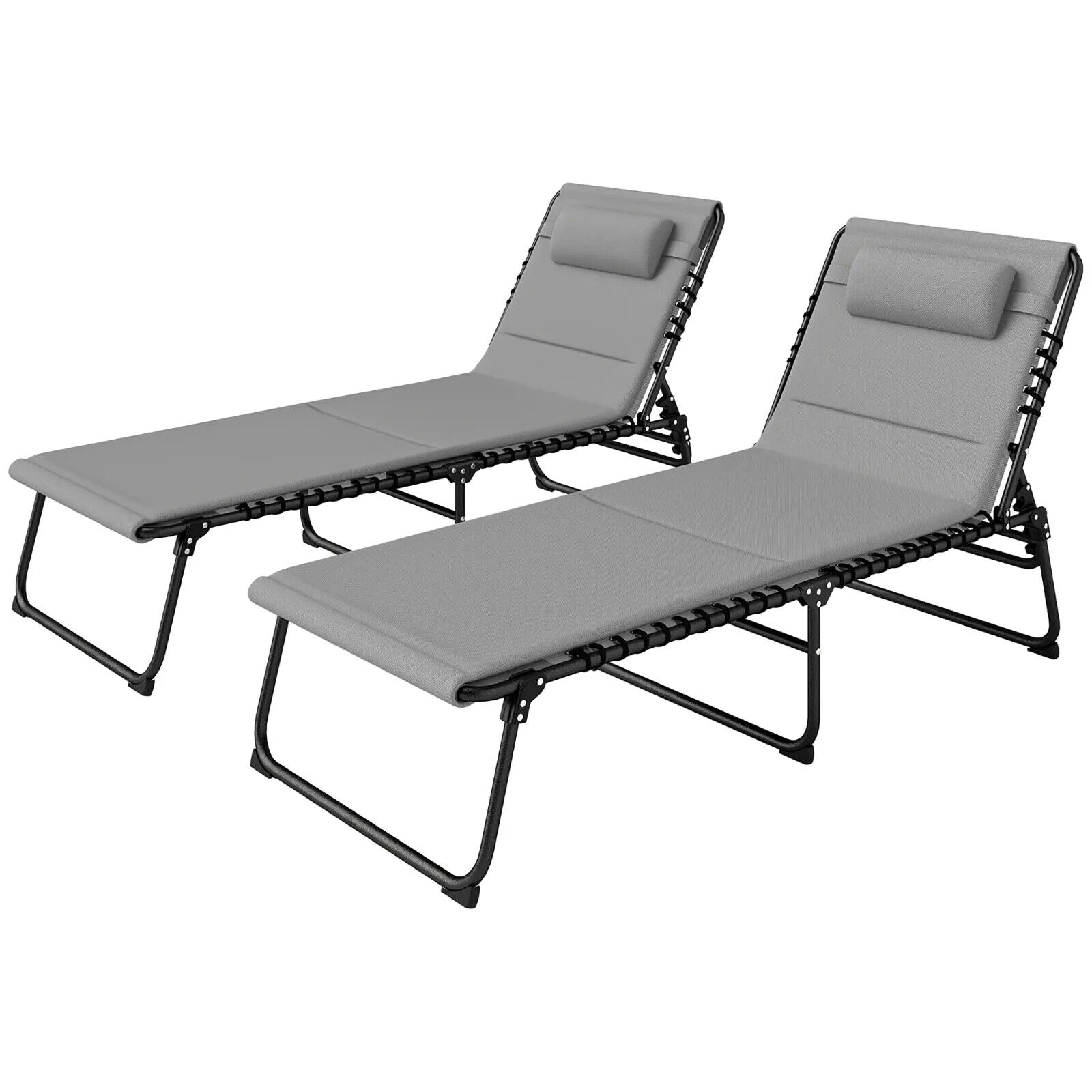Folding Sun Loungers Set of 2 Padded Garden Outdoor Recliner Chair with Headrest - Home and Garden Furniture Shop - #rustic - furniture#