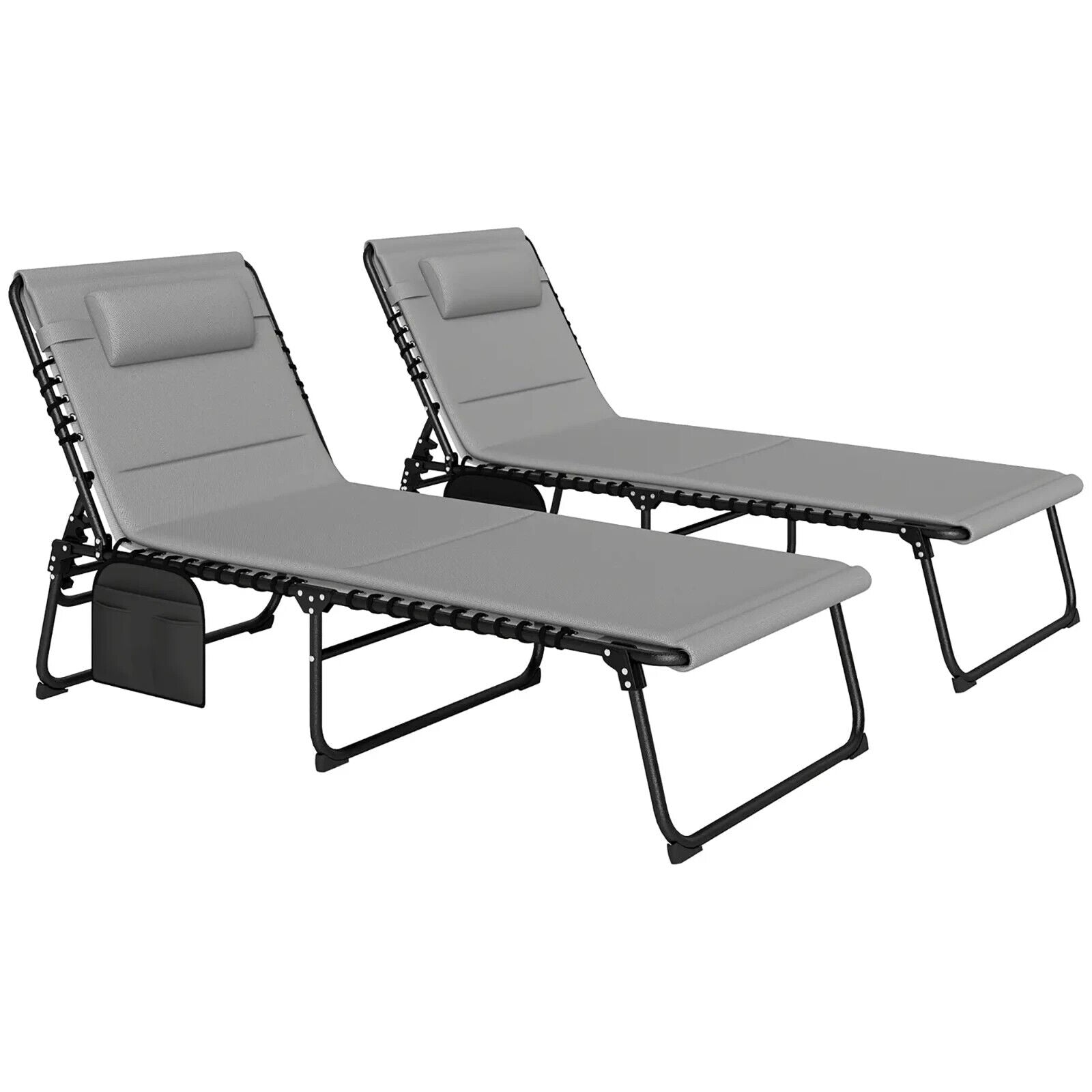 Folding Sun Loungers Set of 2 Padded Garden Outdoor Recliner Chair with Headrest - Home and Garden Furniture Shop - #rustic - furniture#
