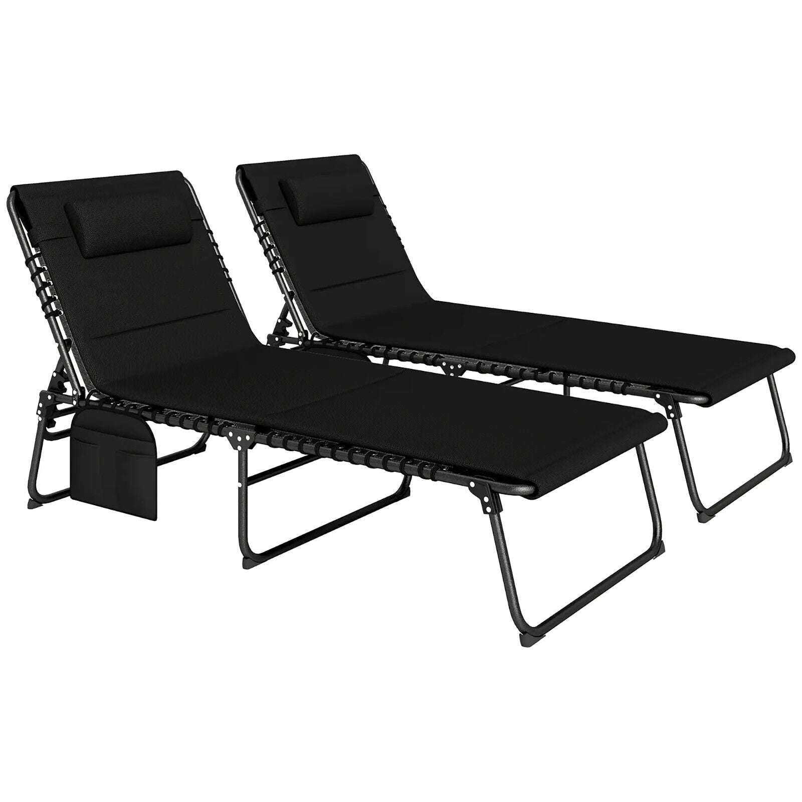 Folding Sun Loungers Set of 2 Padded Garden Recliner Chairs with Headrest - Home and Garden Furniture Shop - #rustic - furniture#