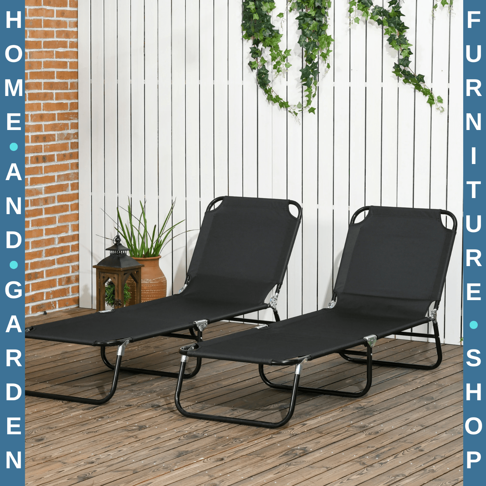 Folding Sun Loungers Set of 2 Reclining Garden Chairs Outdoor Day Bed Furniture - Home and Garden Furniture Shop - rustic - furniture