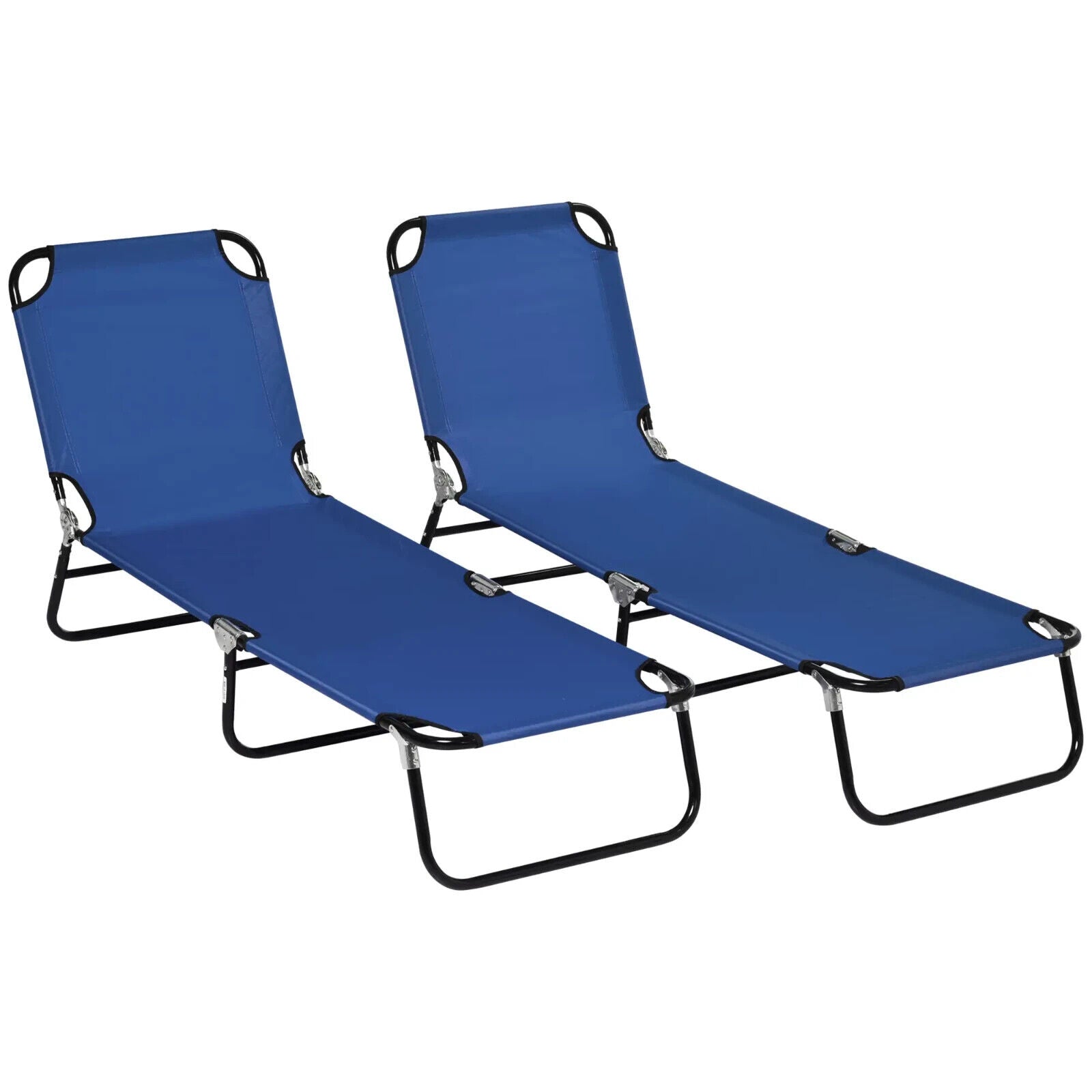 Folding Sun Loungers Set of 2 with Reclining Back and Steel Frame for Garden - Home and Garden Furniture Shop - #rustic - furniture#