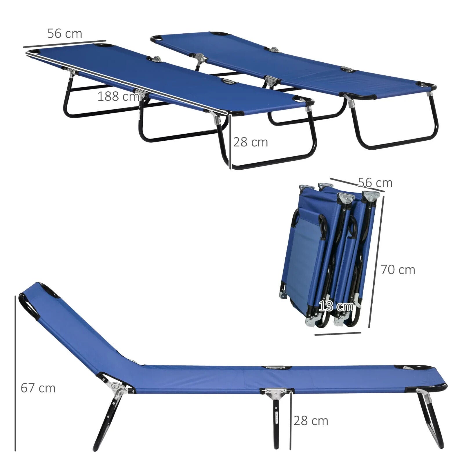 Folding Sun Loungers Set of 2 with Reclining Back and Steel Frame for Garden - Home and Garden Furniture Shop - #rustic - furniture#