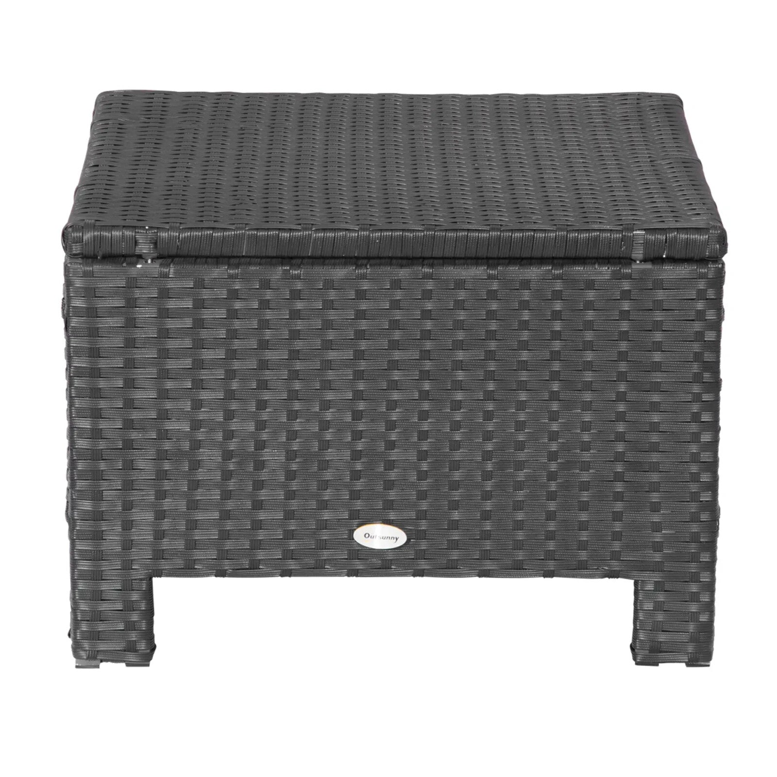 Footstool Rattan Wicker Padded Seat Cushion w/ Removable & Washable Cover Black - Home and Garden Furniture Shop - rustic - furniture