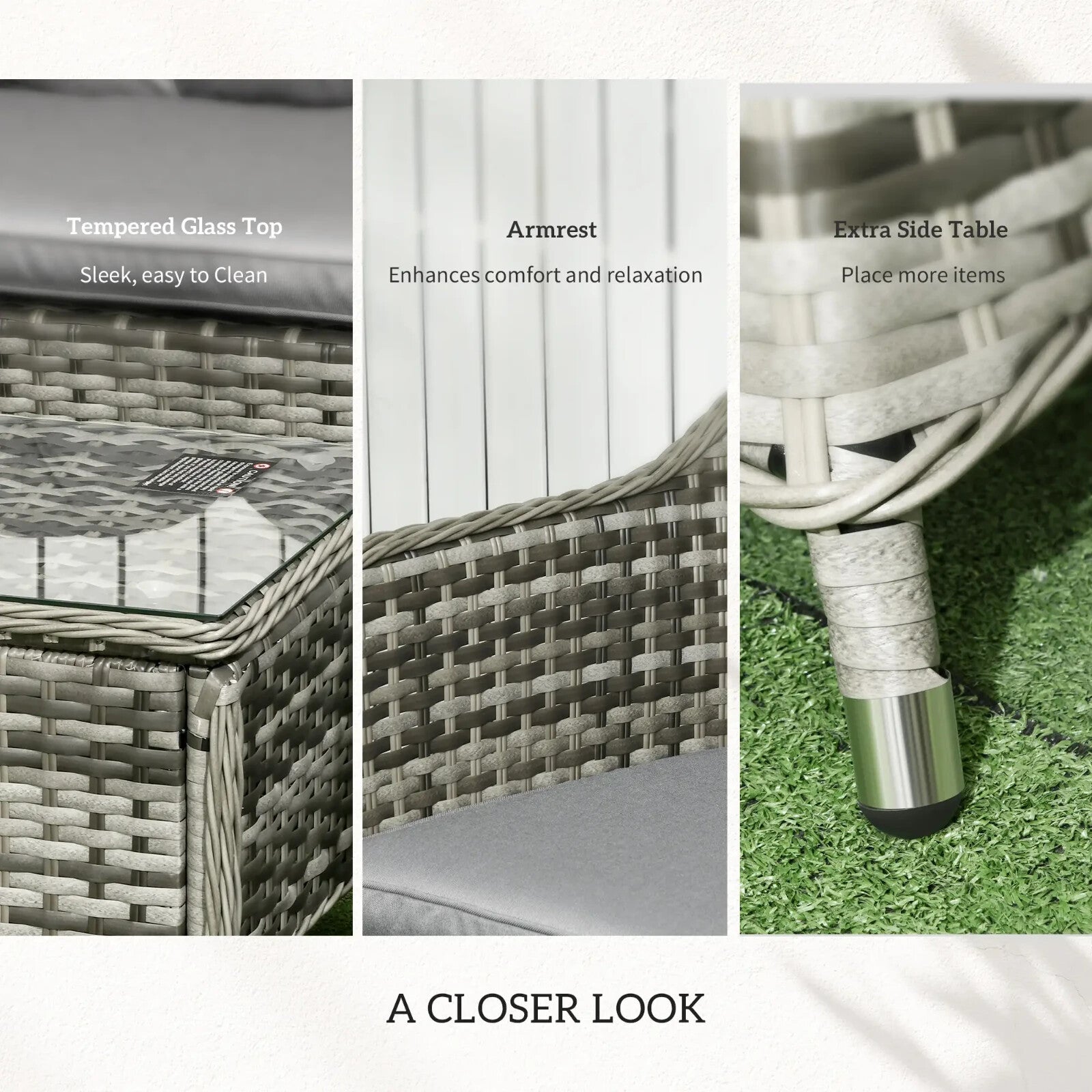 Four Pcs Rattan Sofa Set with Glass Top Table Garden Outdoor Patio Furniture Set - Home and Garden Furniture Shop - rustic - furniture