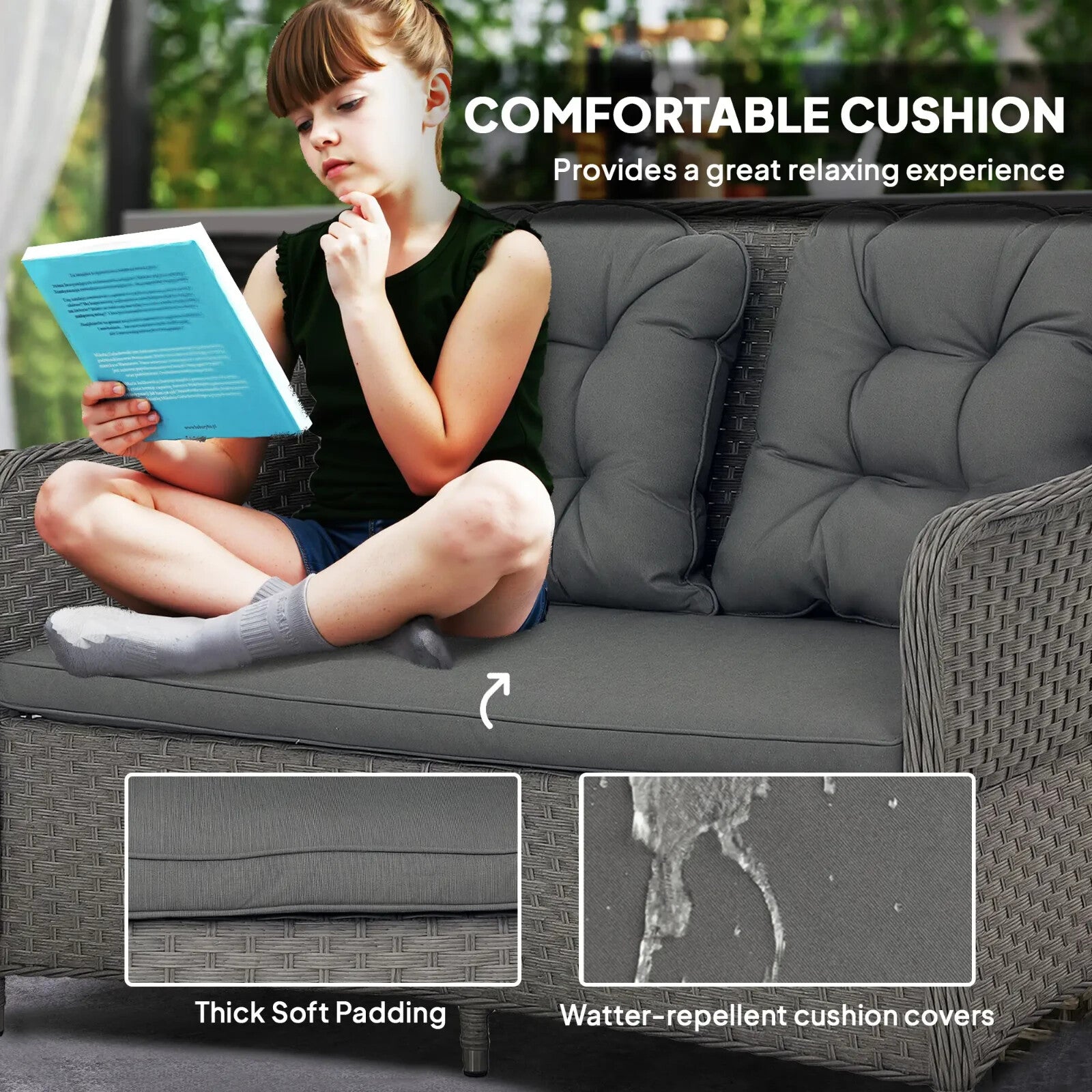 Four Piece Rattan Garden Furniture Set w/ Glass Top Table Outdoor Patio Seating - Home and Garden Furniture Shop - rustic - furniture