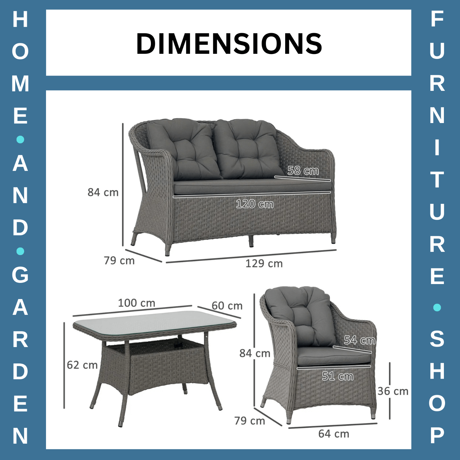 Four Piece Rattan Garden Furniture Set w/ Glass Top Table Outdoor Patio Seating - Home and Garden Furniture Shop - rustic - furniture
