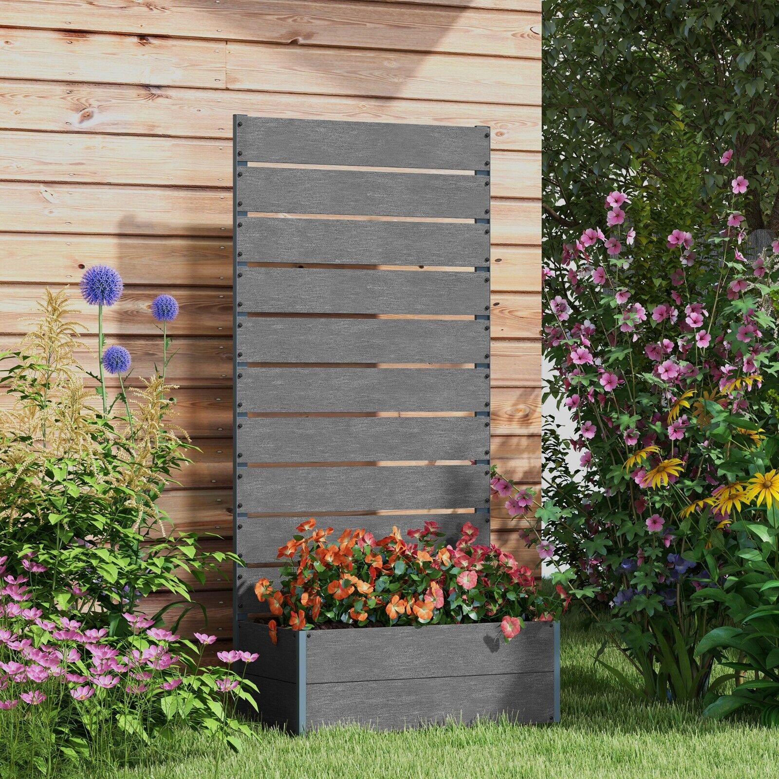 Freestanding Garden Planter with Trellis Raised Bed for Climbing Plants Outdoor - Home and Garden Furniture Shop - #rustic - furniture#