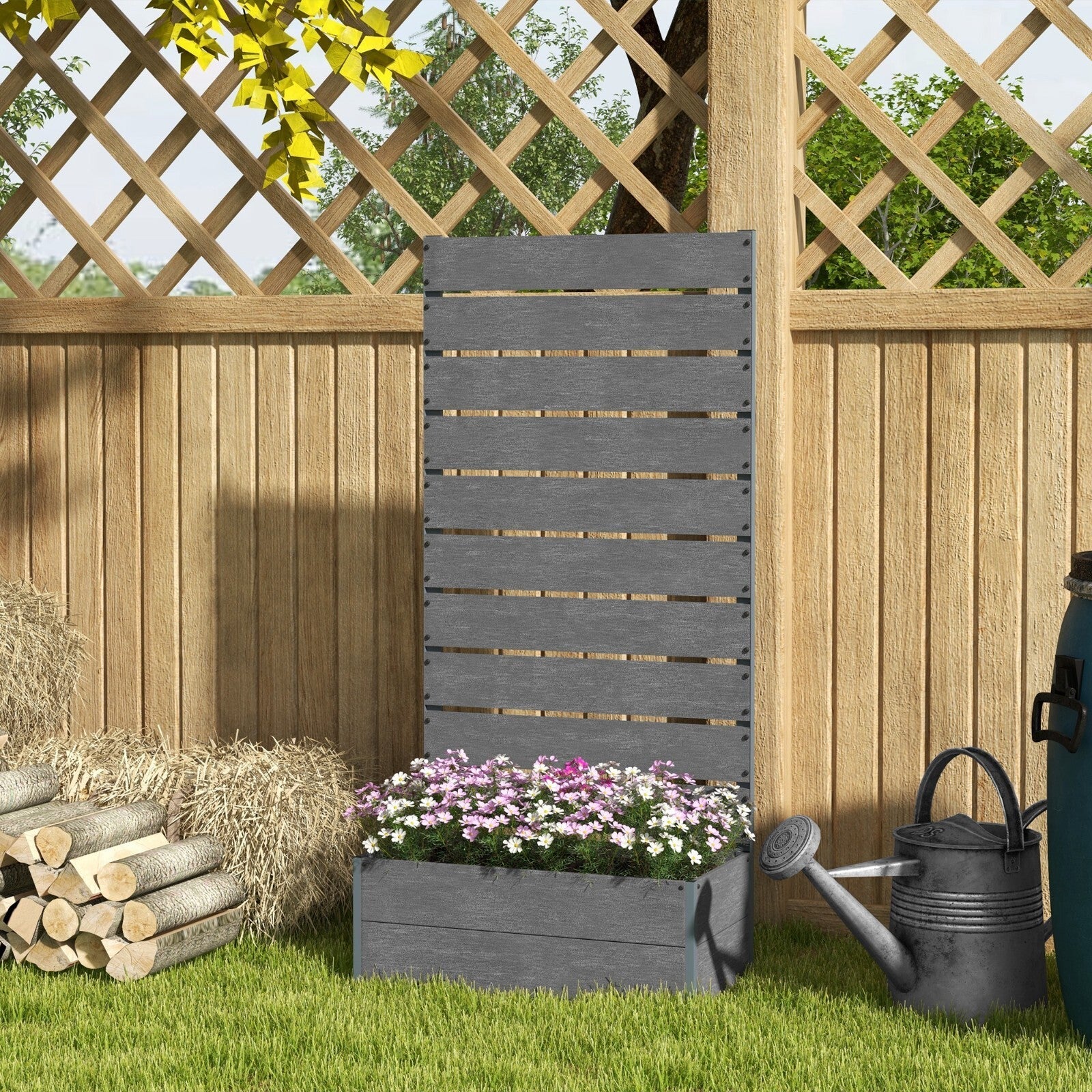 Freestanding Garden Planter with Trellis Raised Bed for Climbing Plants Outdoor - Home and Garden Furniture Shop - rustic - furniture