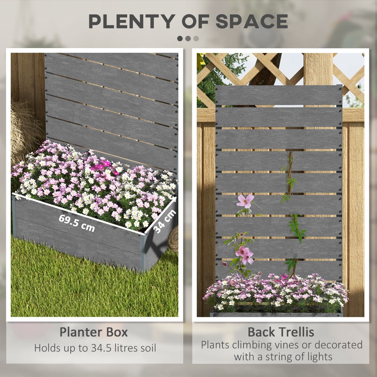 Freestanding Garden Planter with Trellis Raised Bed for Climbing Plants Outdoor - Home and Garden Furniture Shop - #rustic - furniture#
