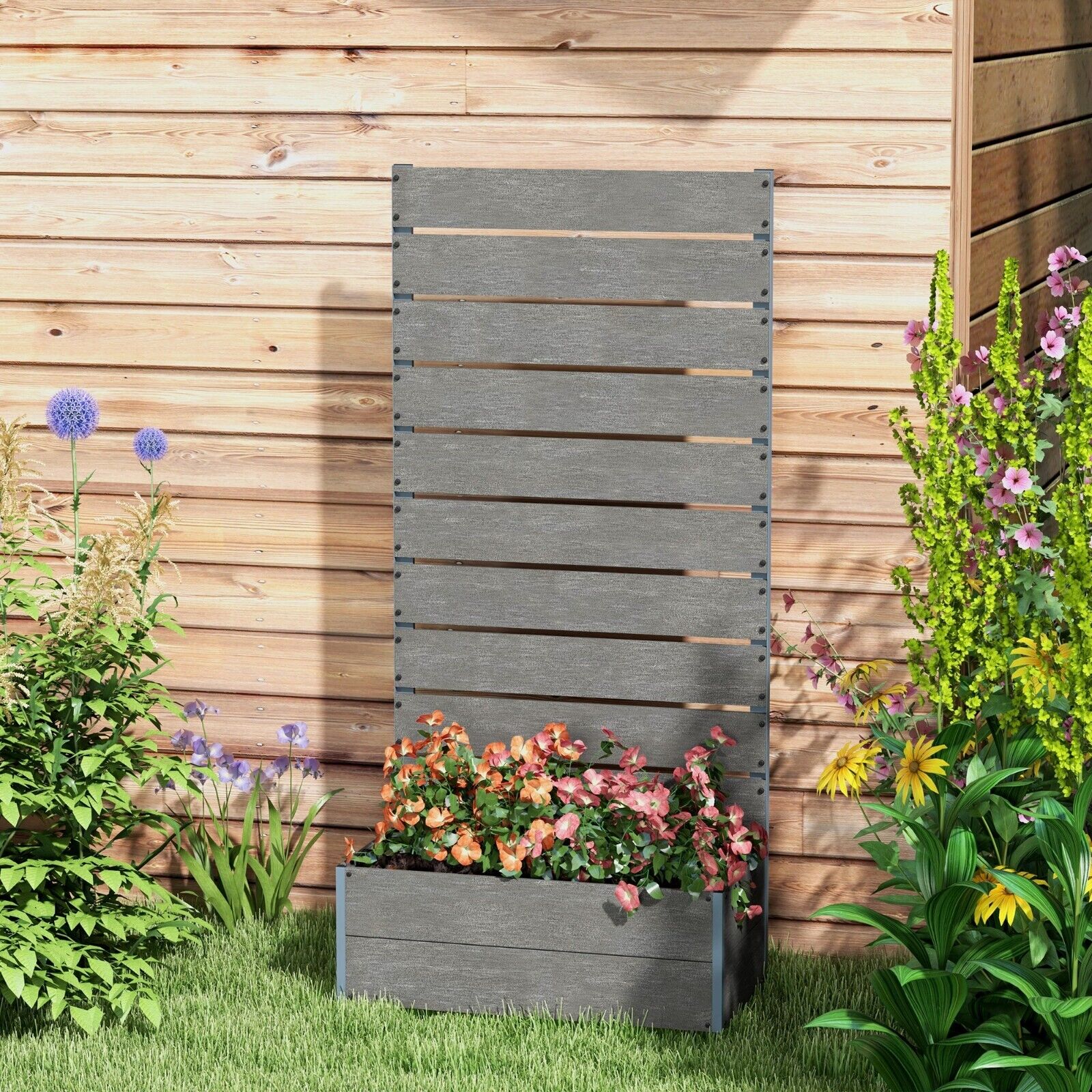 Freestanding Garden Planter with Trellis Raised Bed for Climbing Plants Outdoor - Home and Garden Furniture Shop - #rustic - furniture#