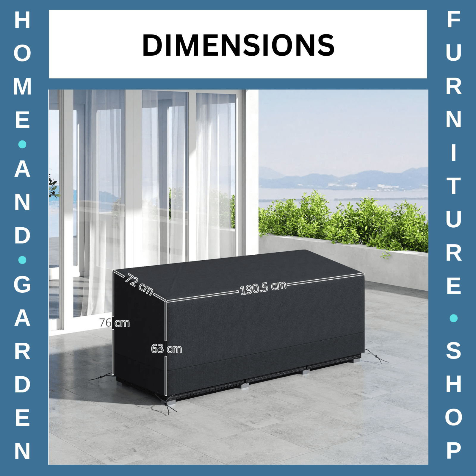 Furniture Cover 3 - Seater Bistro Sofa Set Protective w/ Click - Close Strap Black - Home and Garden Furniture Shop - rustic - furniture