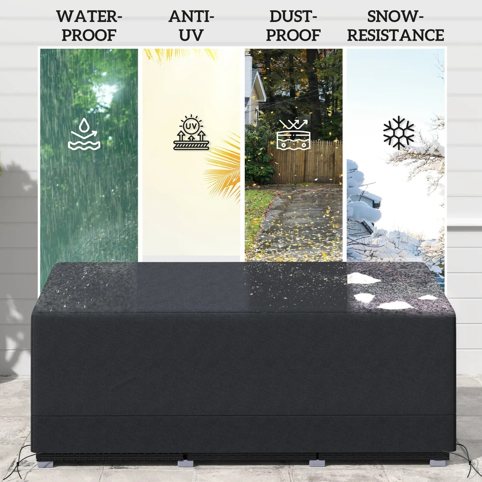 Furniture Cover 3 - Seater Bistro Sofa Set Protective w/ Click - Close Strap Black - Home and Garden Furniture Shop - rustic - furniture