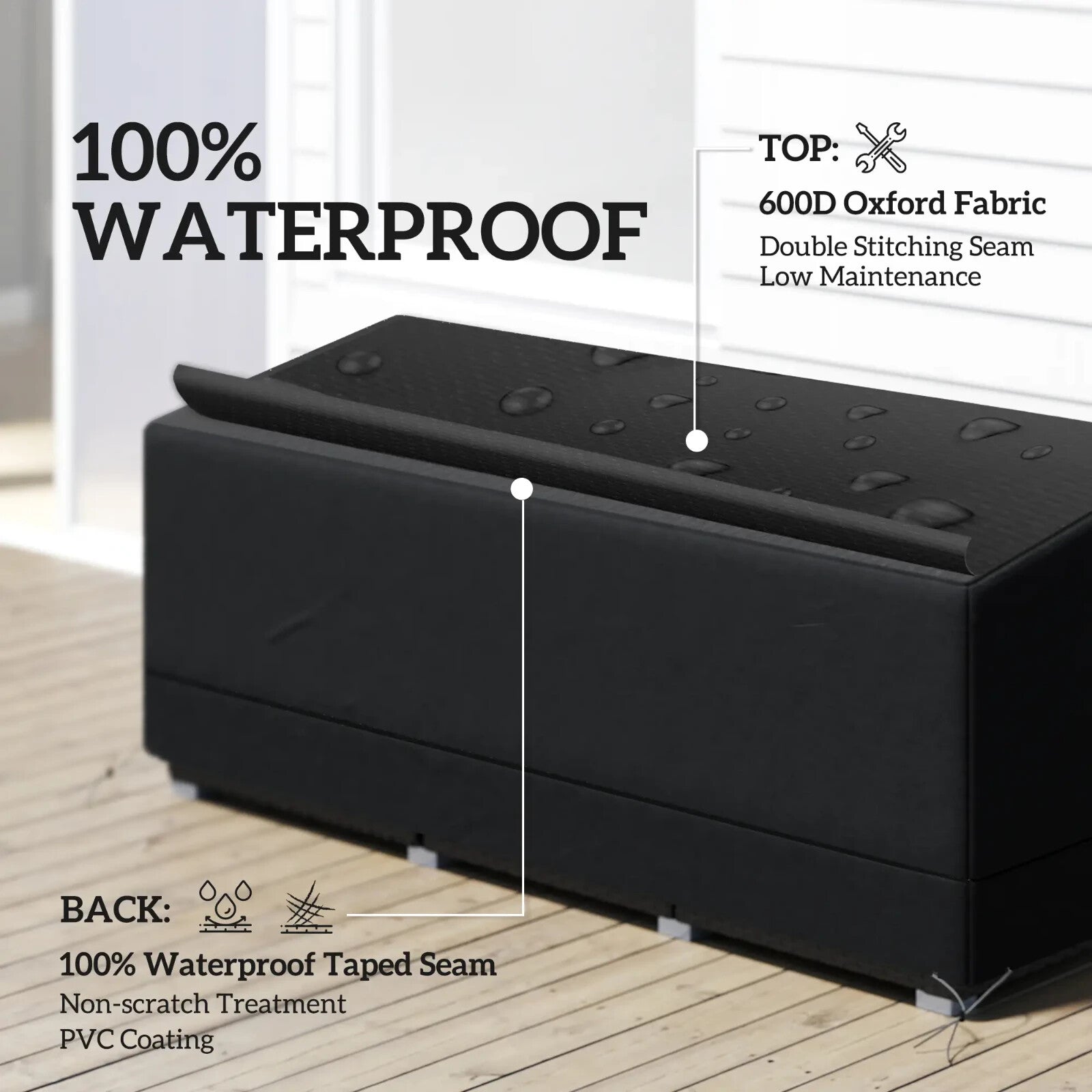 Furniture Cover 3 - Seater Bistro Sofa Set Protective w/ Click - Close Strap Black - Home and Garden Furniture Shop - rustic - furniture