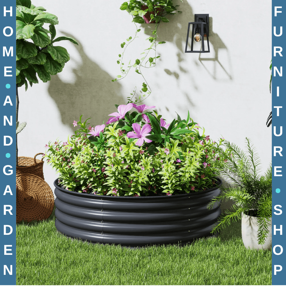 Galvanised Raised Garden Bed 120 x 120 x 43 cm Outdoor Planter Box with Gloves - Home and Garden Furniture Shop - #rustic - furniture#