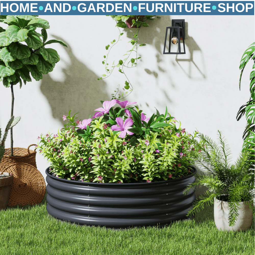 Galvanised Raised Garden Bed 120 x 120 x 43 cm Outdoor Planter Box with Gloves - Home and Garden Furniture Shop - #rustic - furniture#