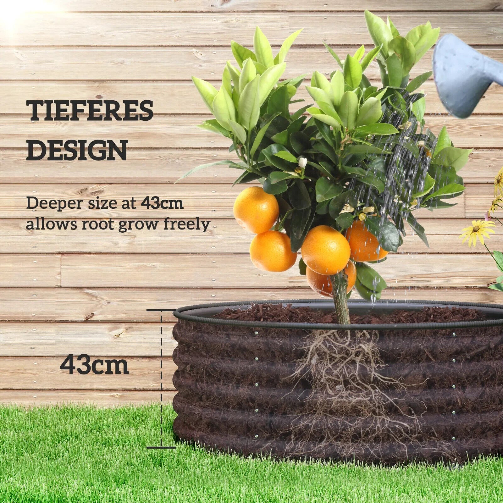 Galvanised Raised Garden Bed 120 x 120 x 43 cm Outdoor Planter Box with Gloves - Home and Garden Furniture Shop - #rustic - furniture#