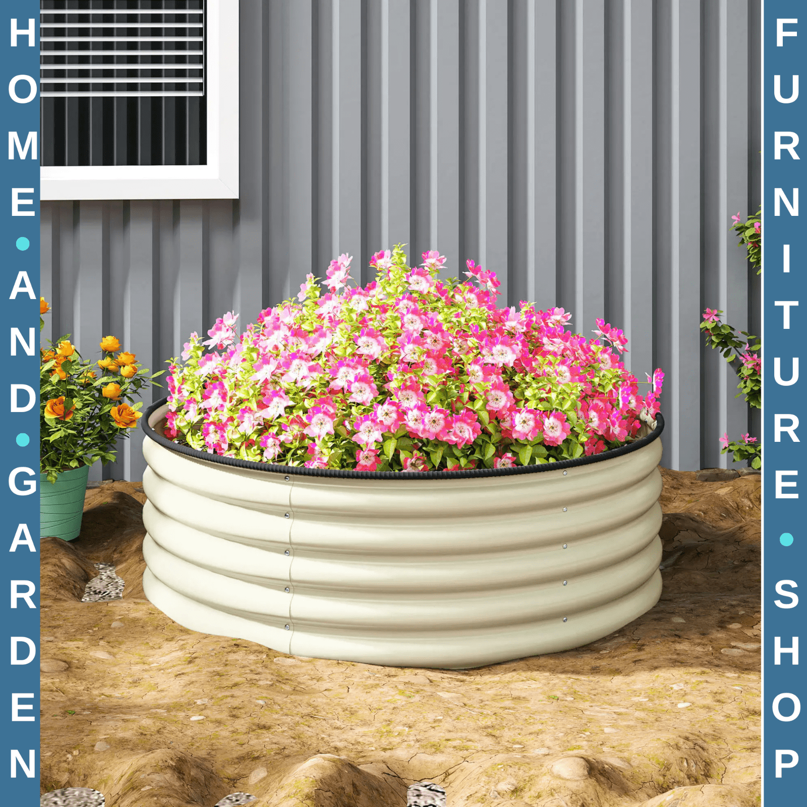 Galvanised Raised Garden Bed 120 x 120 x 43cm Outdoor Planter Box with Gloves - Home and Garden Furniture Shop - rustic - furniture