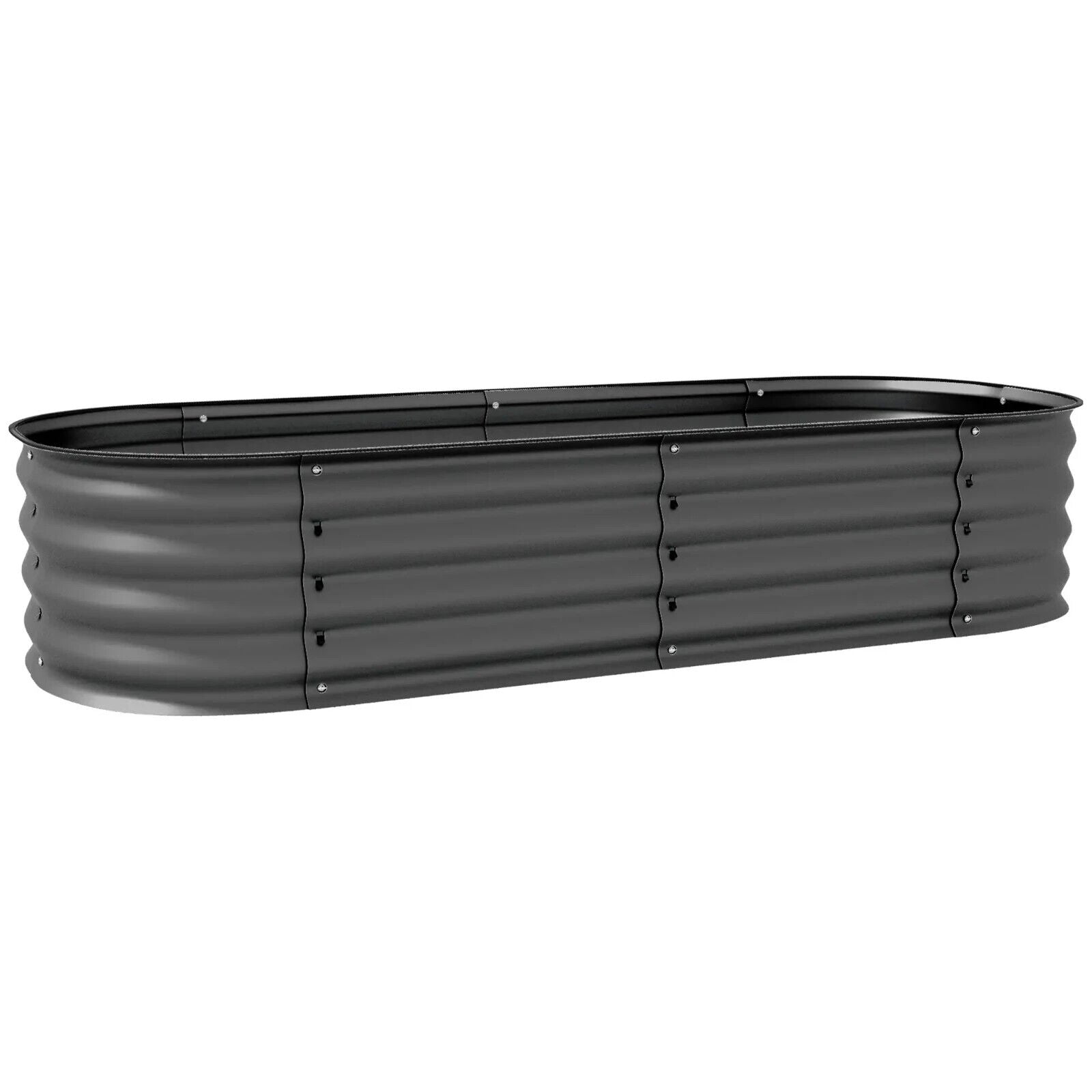 Galvanised Raised Garden Bed Steel Planter Box with Safety Edging for Herbs Grey - Home and Garden Furniture Shop - #rustic - furniture#