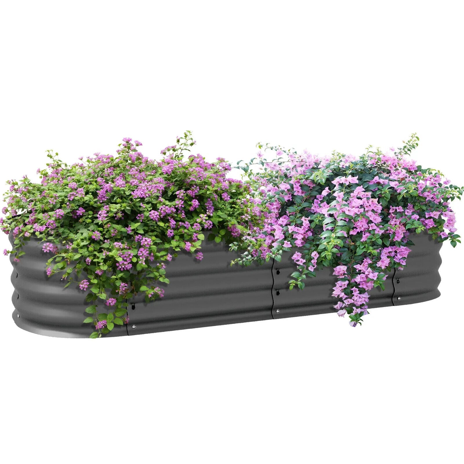 Galvanised Raised Garden Bed Steel Planter Box with Safety Edging for Herbs Grey - Home and Garden Furniture Shop - #rustic - furniture#
