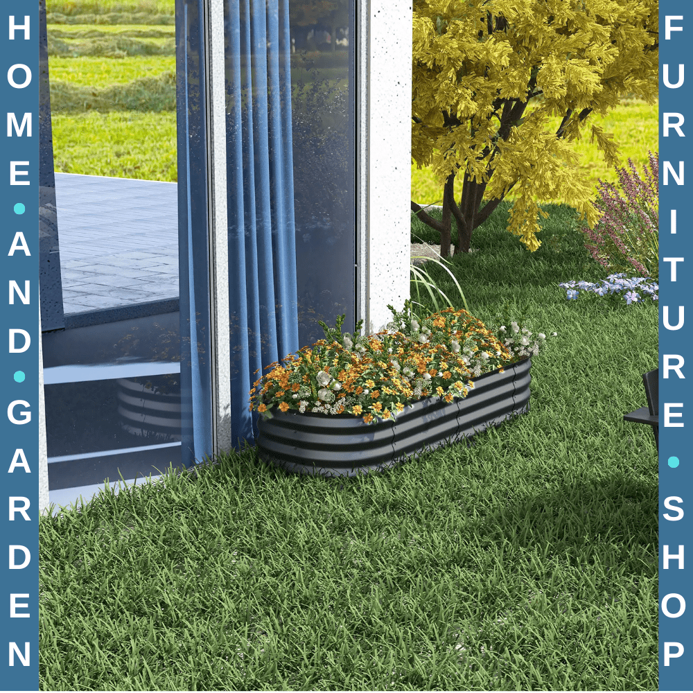 Galvanised Raised Garden Bed Steel Planter Box with Safety Edging for Herbs Grey - Home and Garden Furniture Shop - #rustic - furniture#