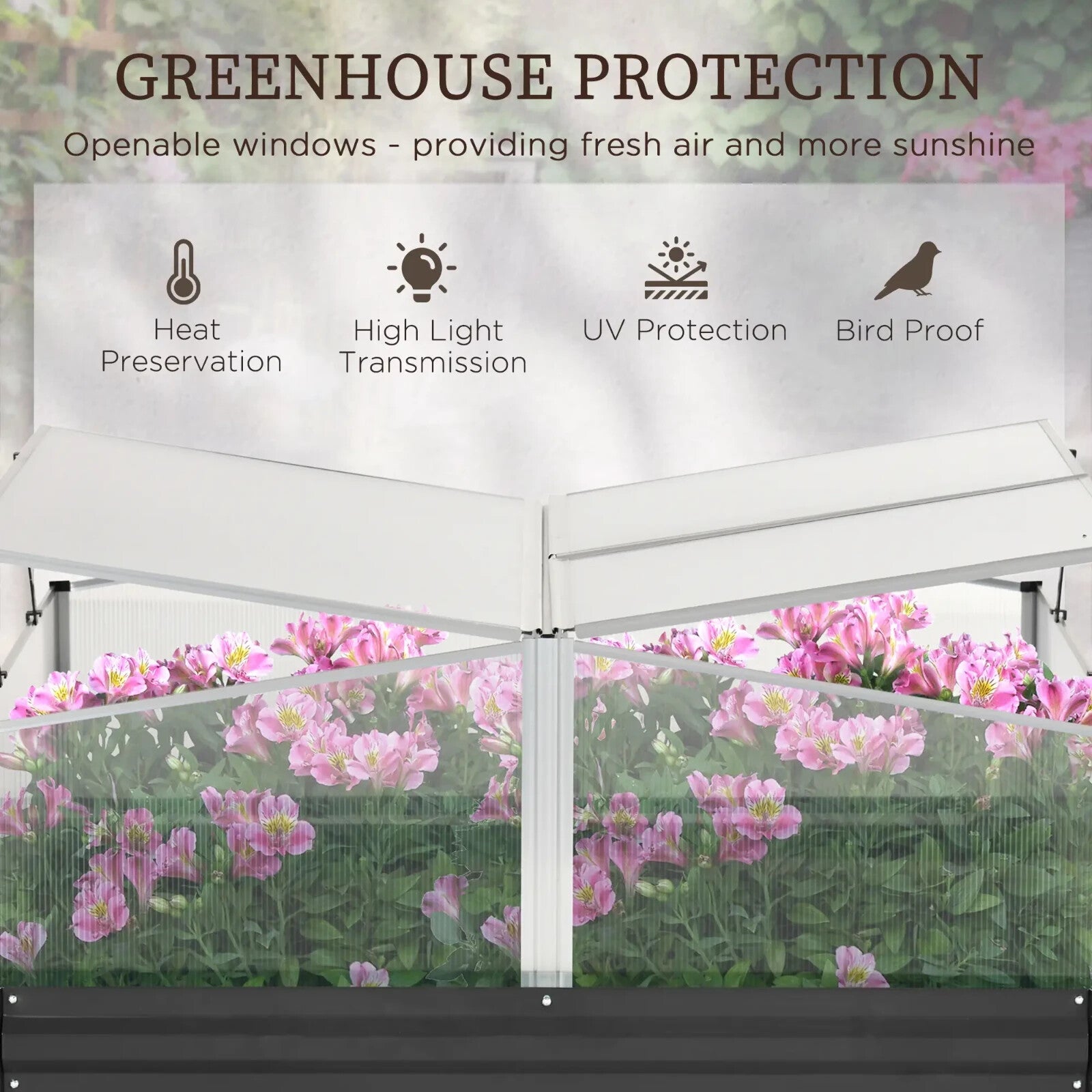 Galvanised Raised Garden Bed with Greenhouse Cover Outdoor Planter Box Dark Grey - Home and Garden Furniture Shop - rustic - furniture