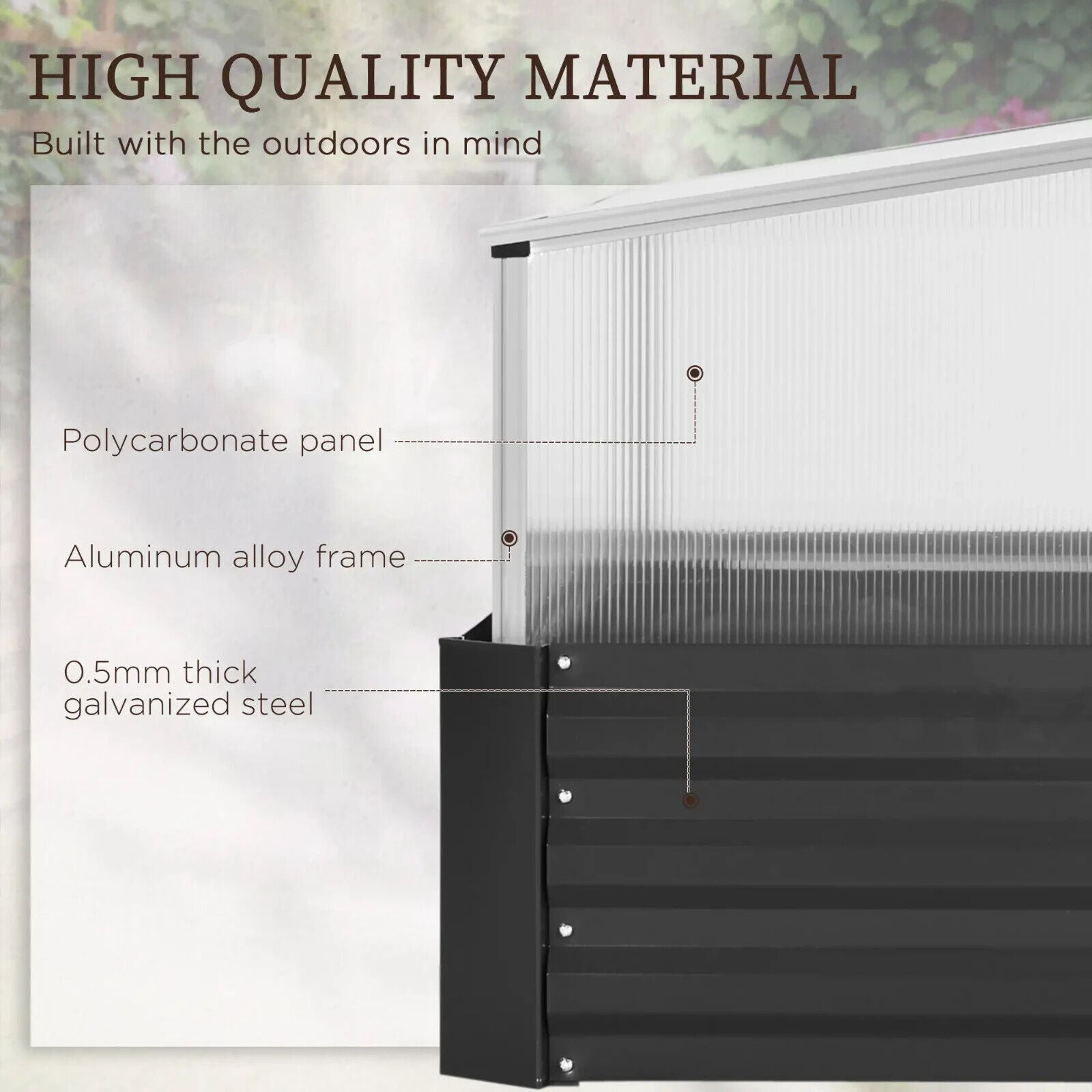 Galvanised Raised Garden Bed with Greenhouse Cover Outdoor Planter Box Dark Grey - Home and Garden Furniture Shop - #rustic - furniture#