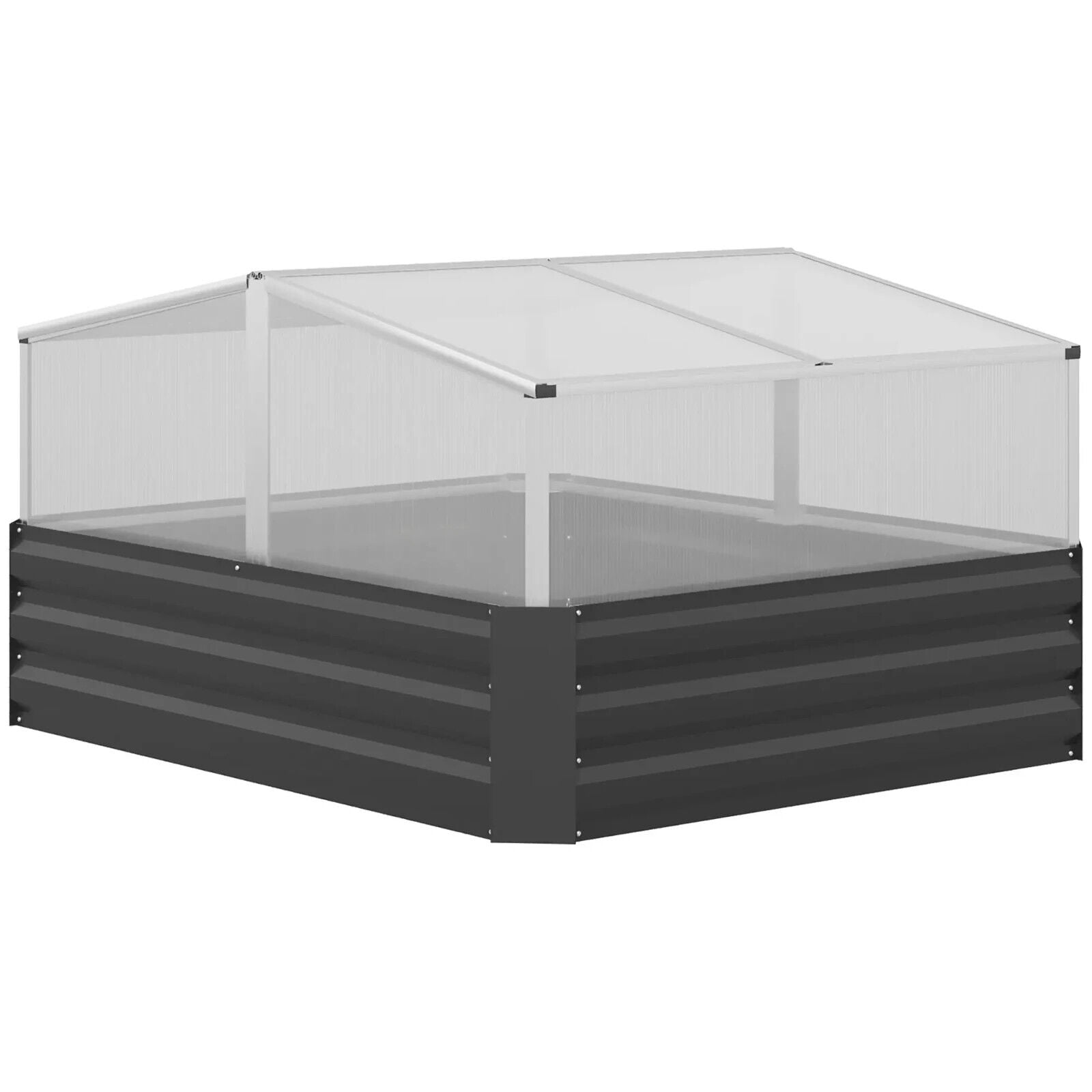 Galvanised Raised Garden Bed with Greenhouse Cover Outdoor Planter Box Dark Grey - Home and Garden Furniture Shop - #rustic - furniture#