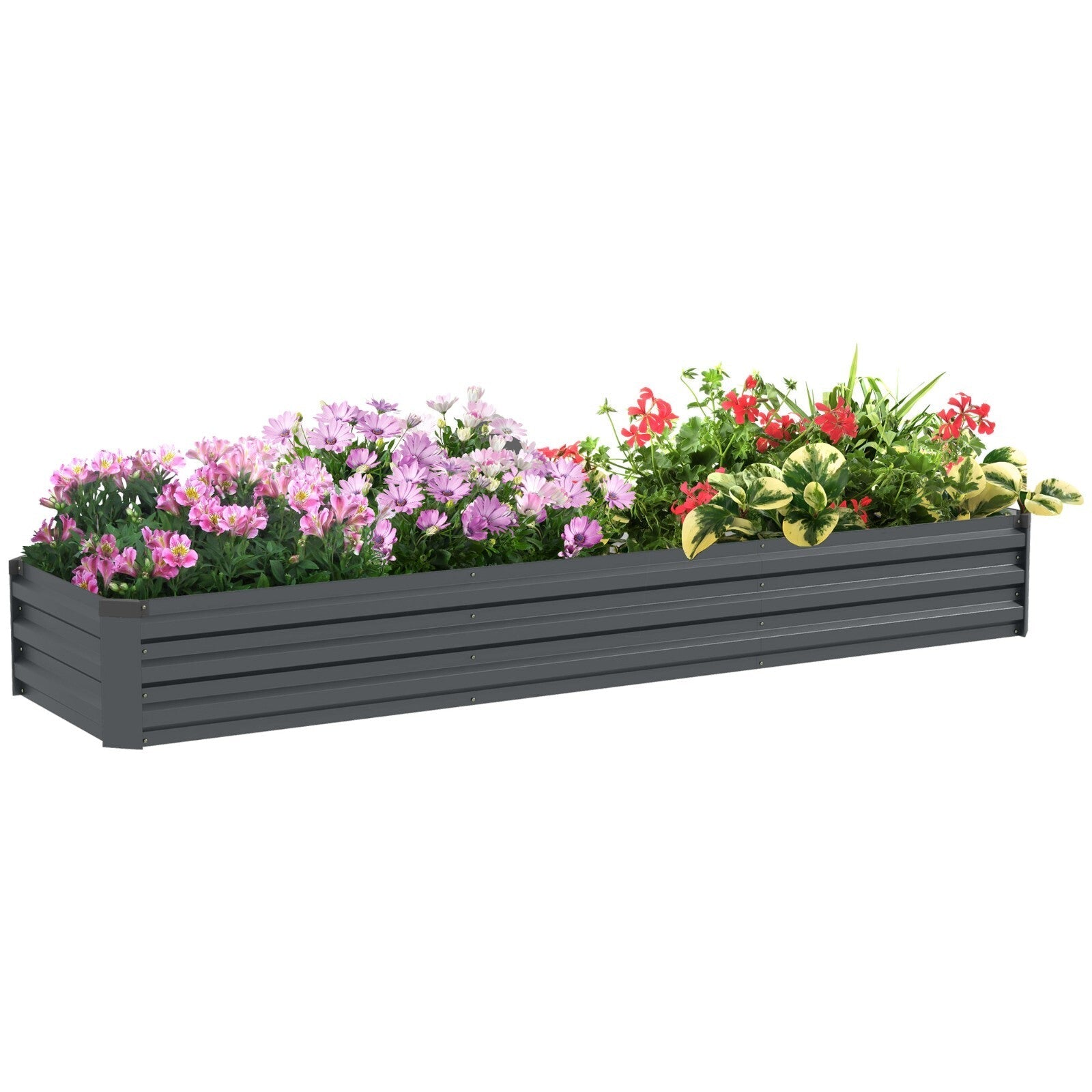 Galvanised Raised Garden Planter Box Rectangular Outdoor Bed with Safety Edging - Home and Garden Furniture Shop - rustic - furniture